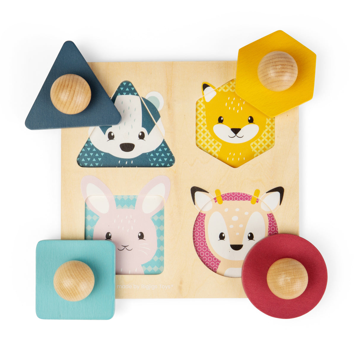 Woodland Animal Shape Puzzle | Wooden Toddler Shape Sorter | 12M+