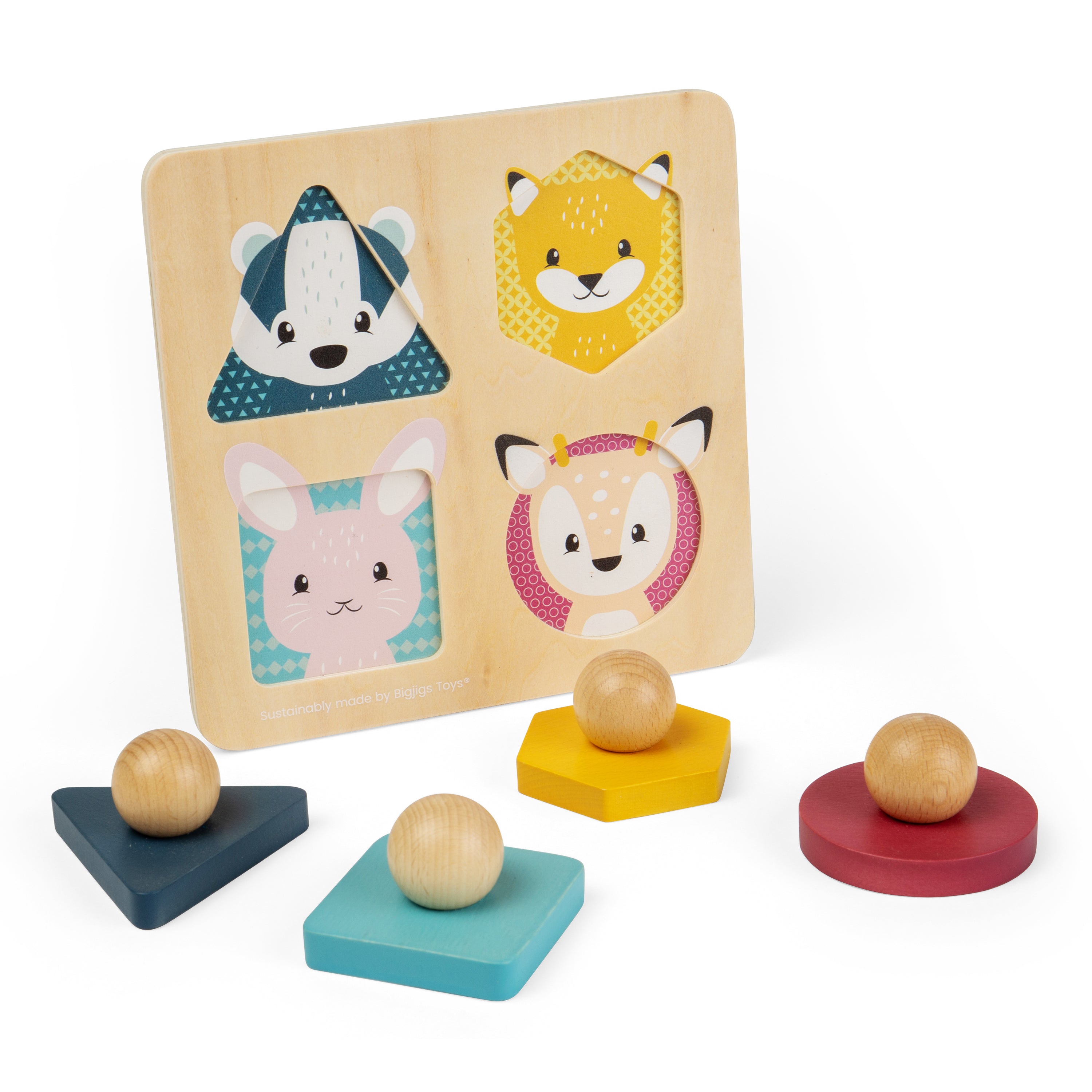 Woodland Animal Shape Puzzle | Wooden Toddler Shape Sorter | 12M+
