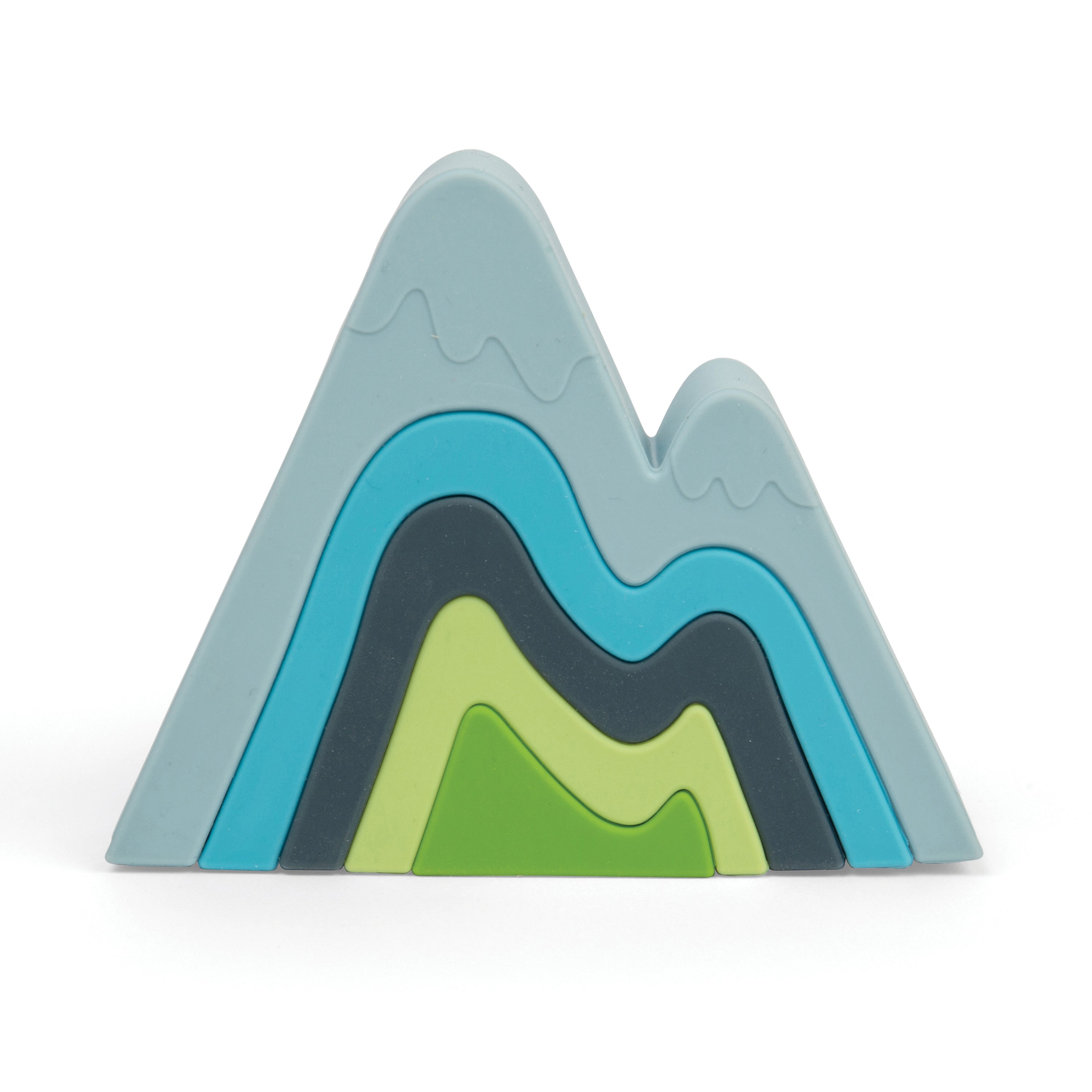 Colorful mountain-shaped toy on a white background