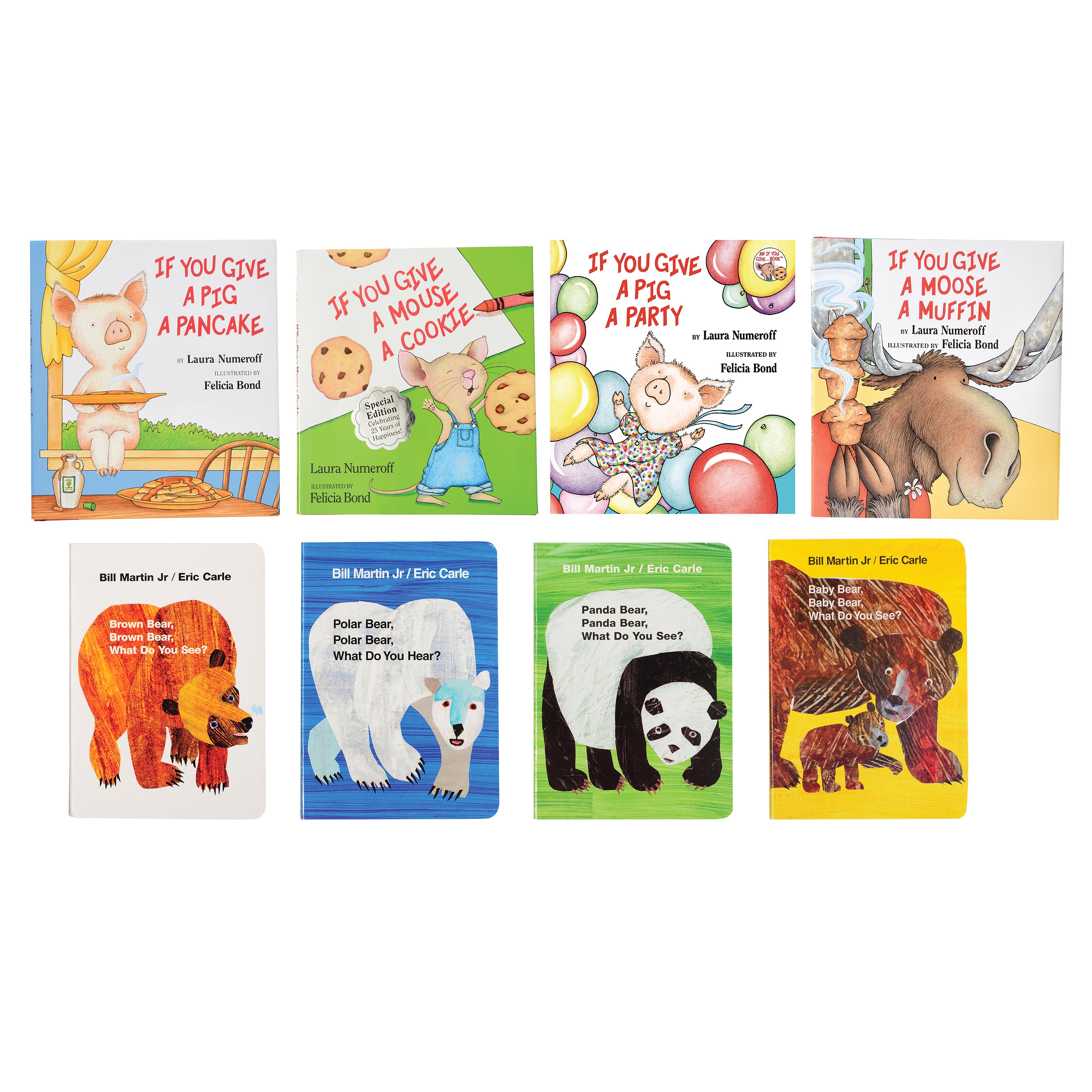 Collection of children's books featuring animal-themed stories on a white background