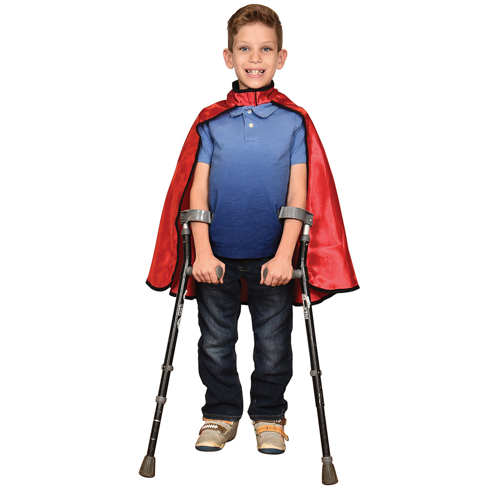 Kid Modeling Red Superhero Cape