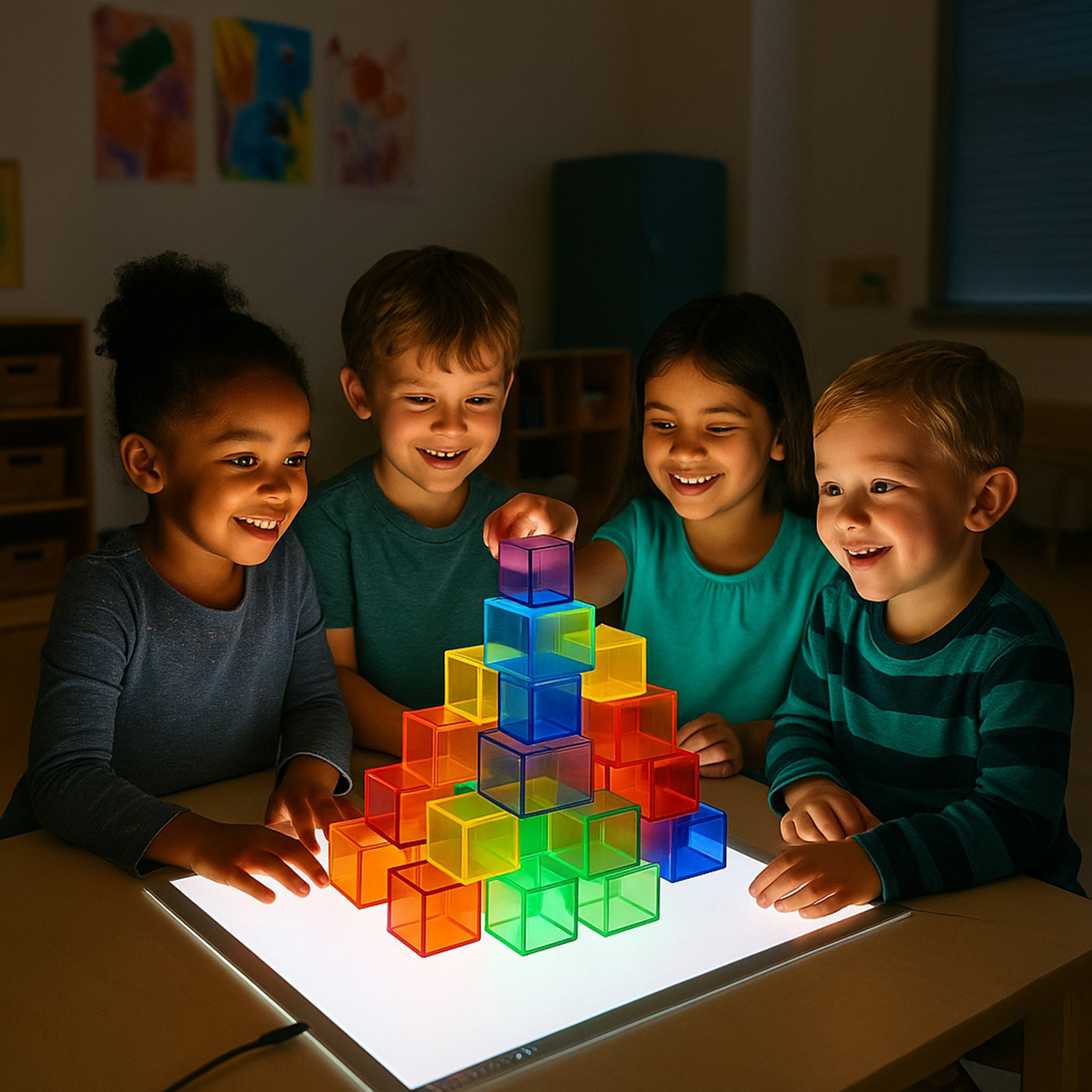 Translucent Cube Blocks 54 Piece Set for Light Table Play | Color ...