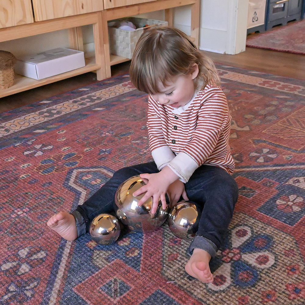 Kid Exploring Sensory Reflective Mirror Balls