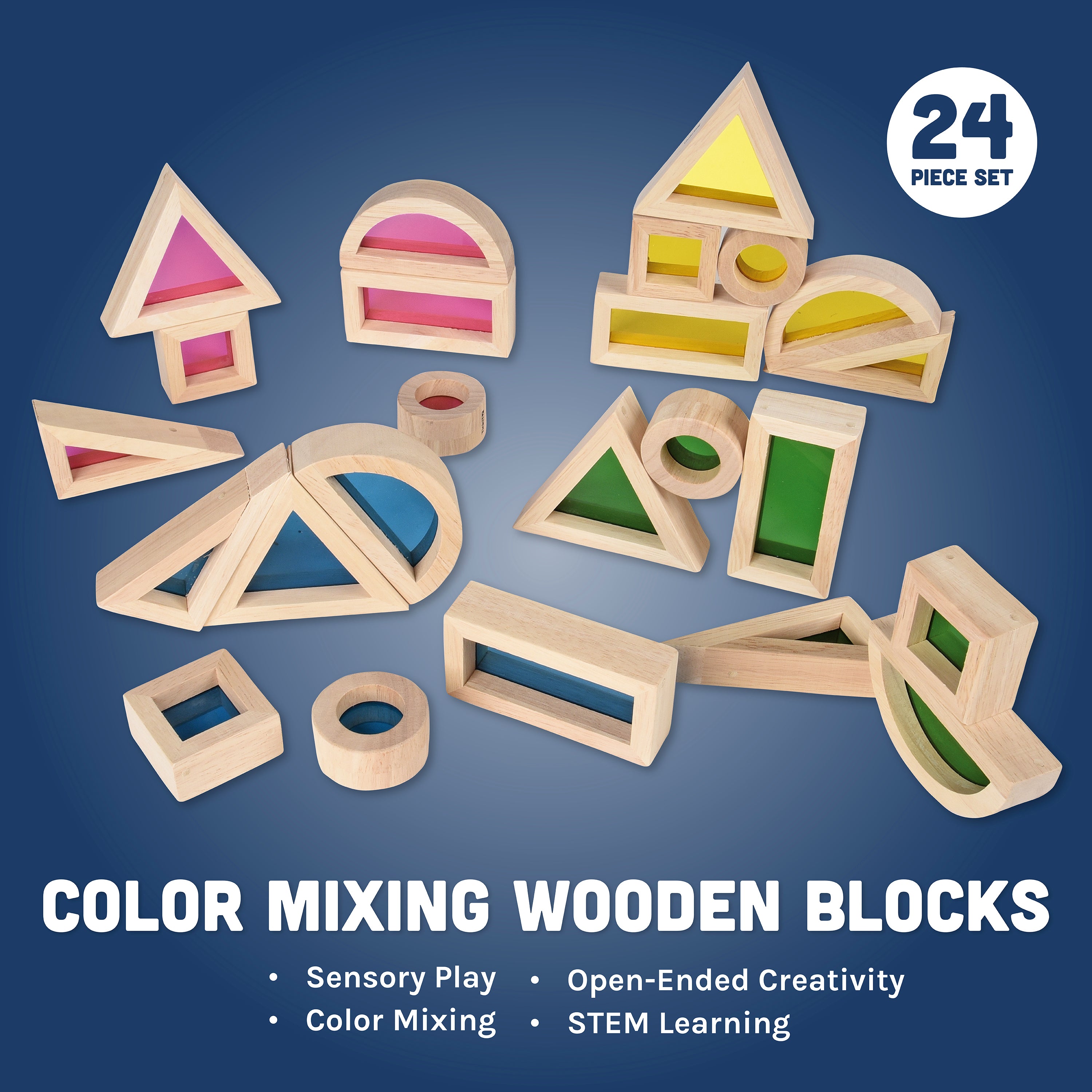 STEM Color Mixing Building Blocks | 24-Piece Light Table Set