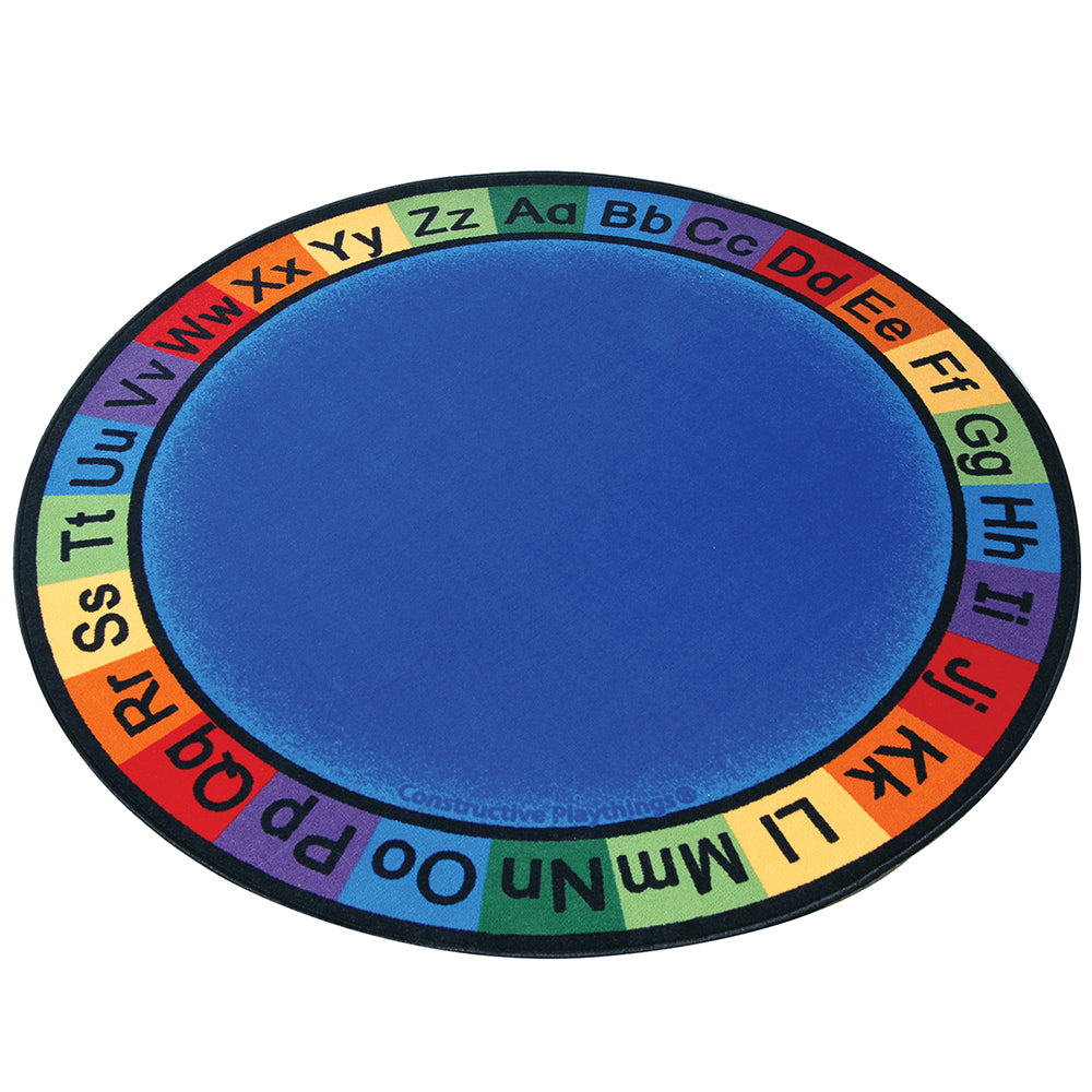 ABC Rainbow Alphabet Rug | 6' Circle Blue Classroom Carpet