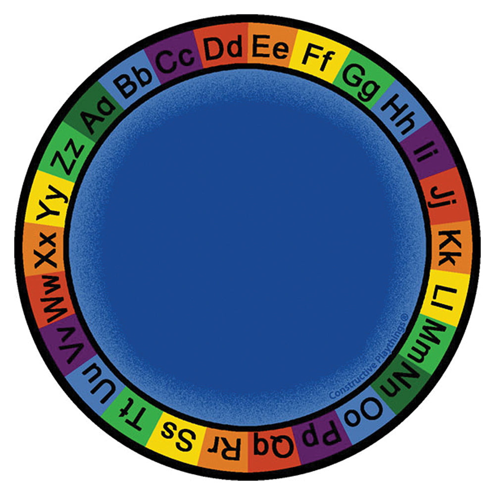 ABC Rainbow Alphabet Rug | 6' Circle Blue Classroom Carpet