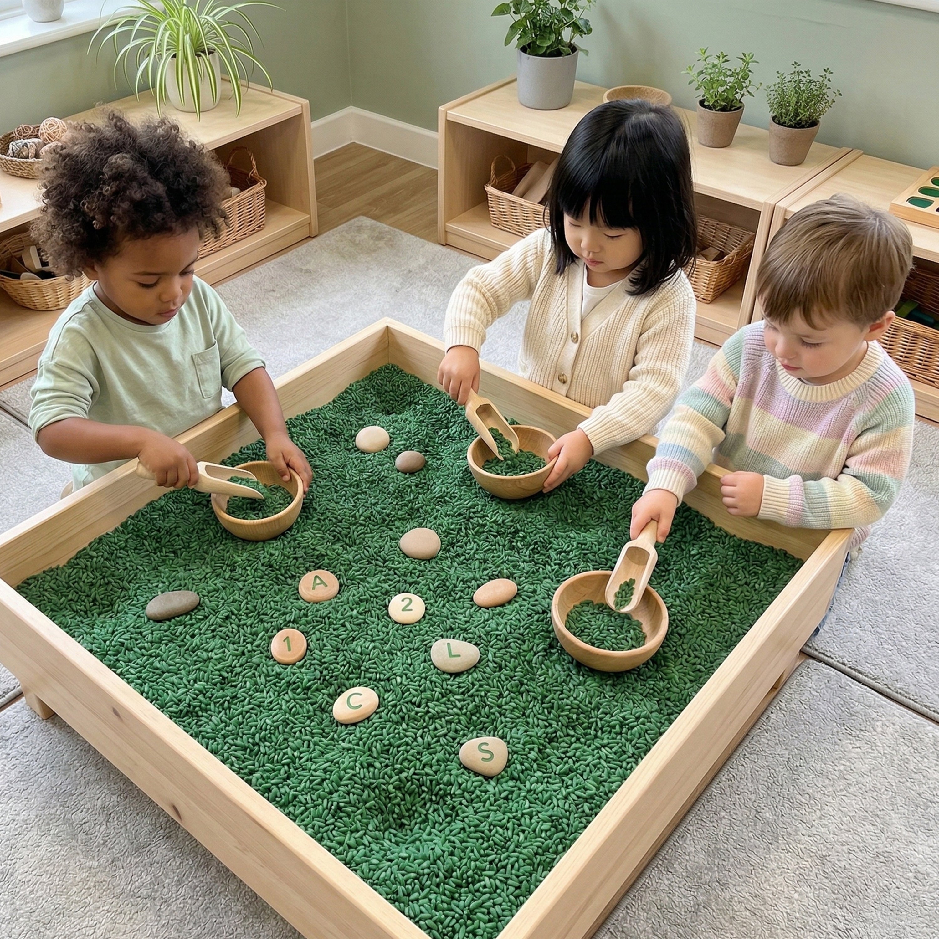 Wooden Bowls & Spoons Sensory Exploration Set | Natural Fine Motor Sorting and Measuring Activity