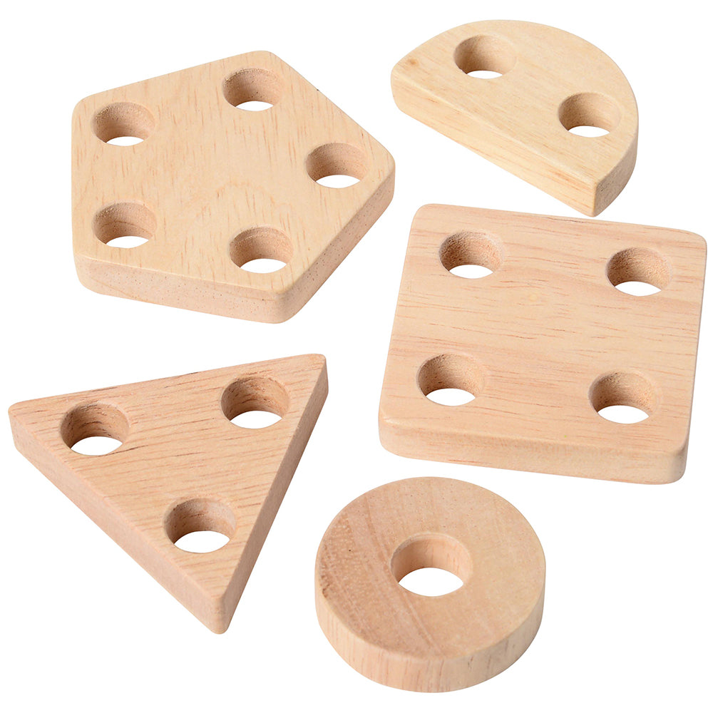 Wooden Shapes with Holes for Threading