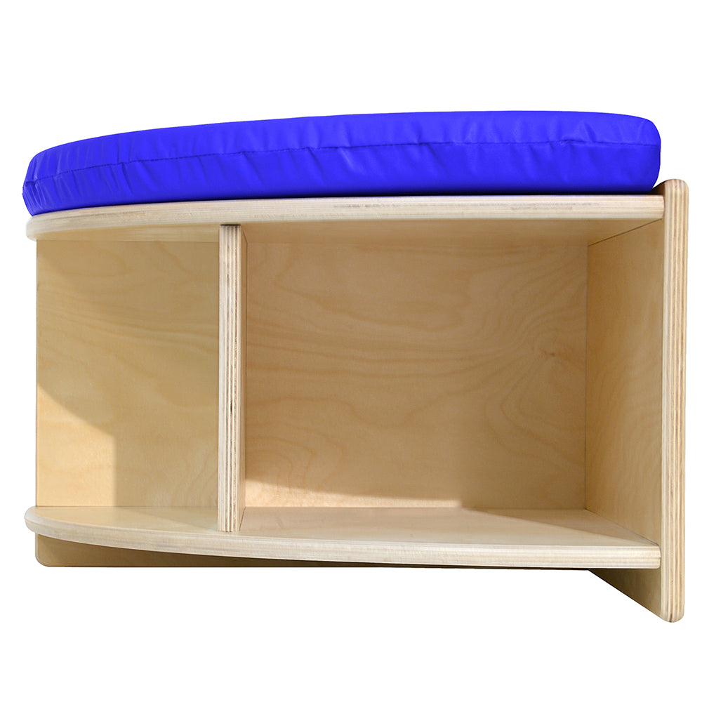 Storage Shelves Beneath Read-A-Round Half Circle Bench