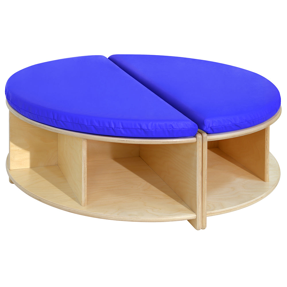 Read-A-Round Circle Bench with Blue Cushion & Storage