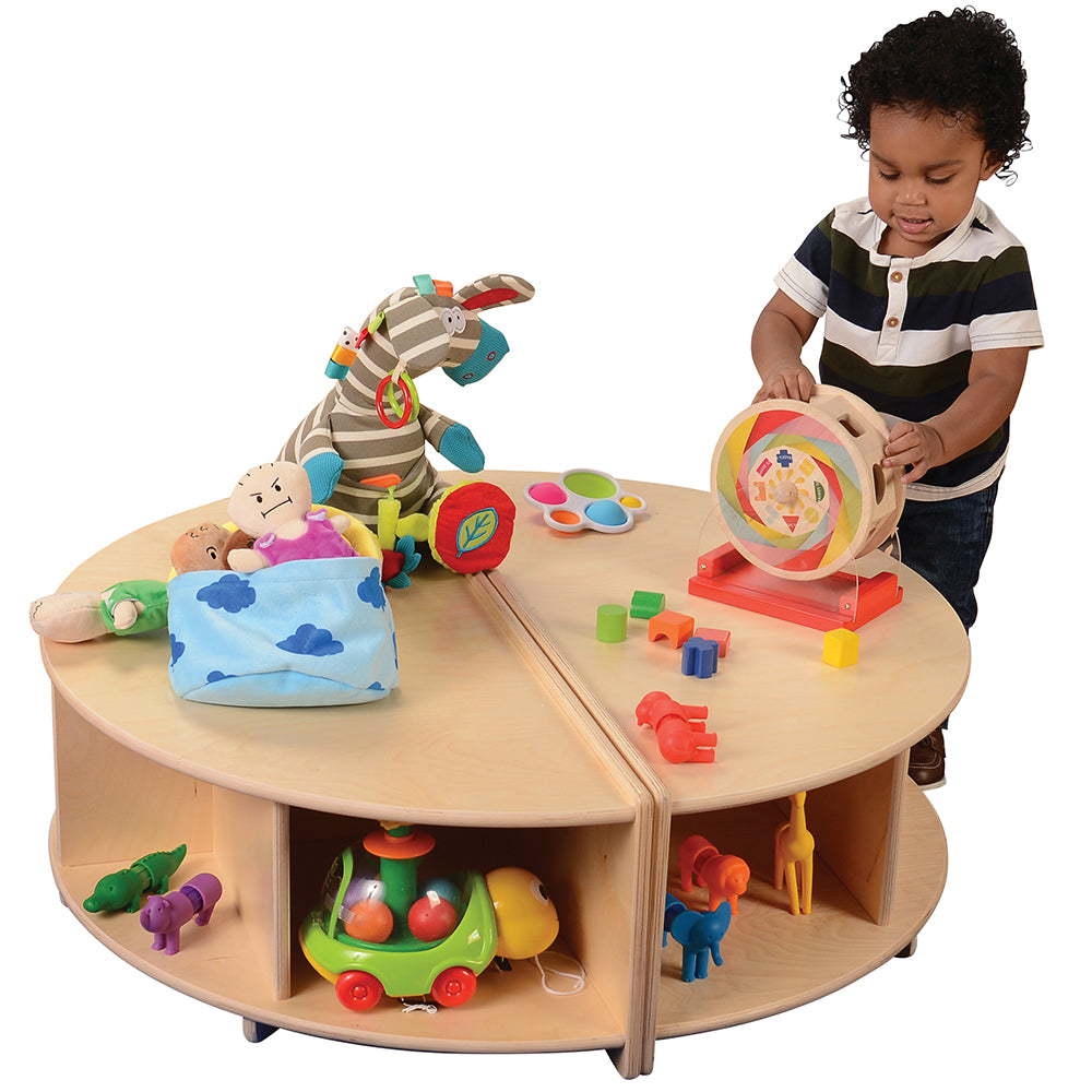 Read-A-Round Circle Bench Used As Toddler Table