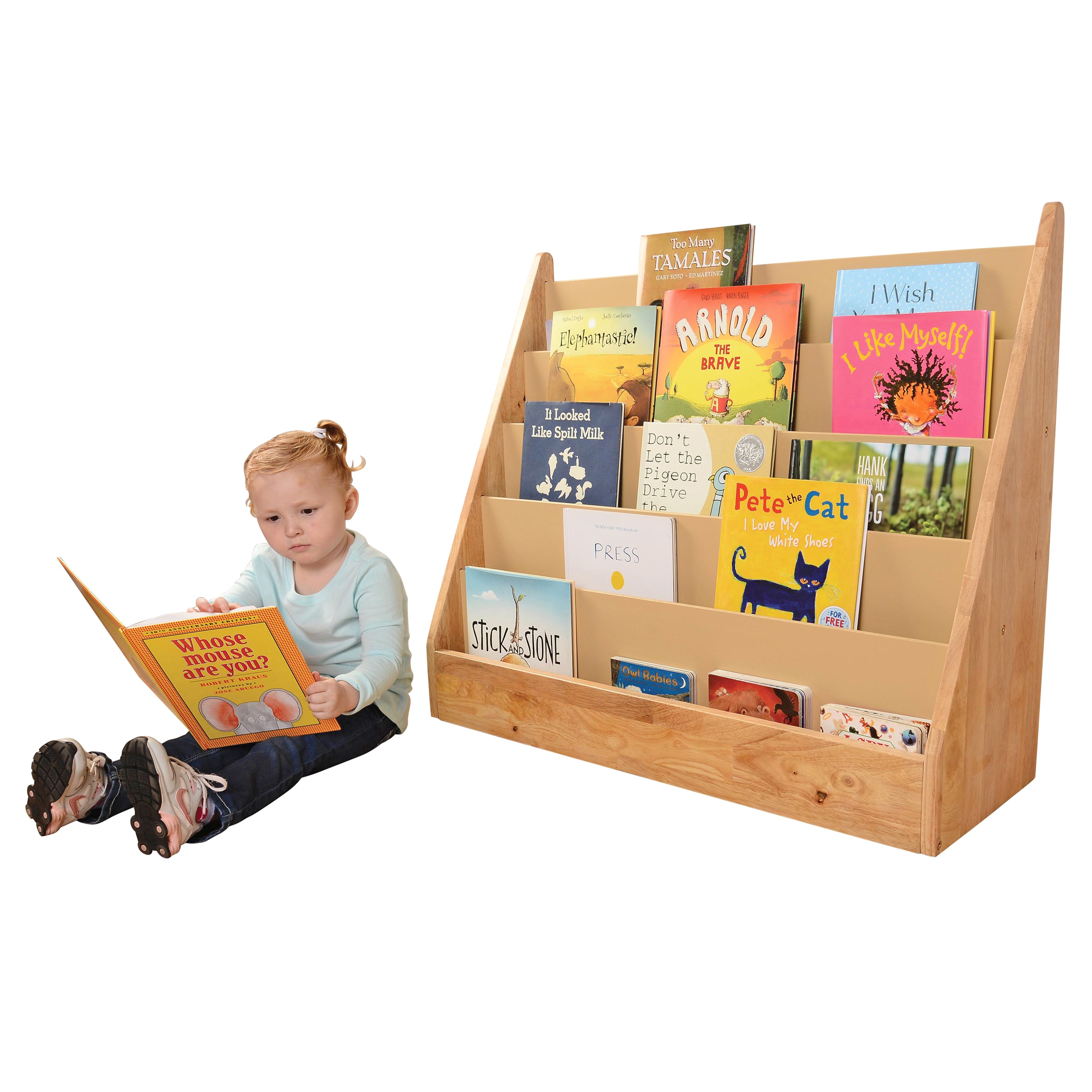 5-Shelf Wooden Book Display | Child-Height Classroom Organizer