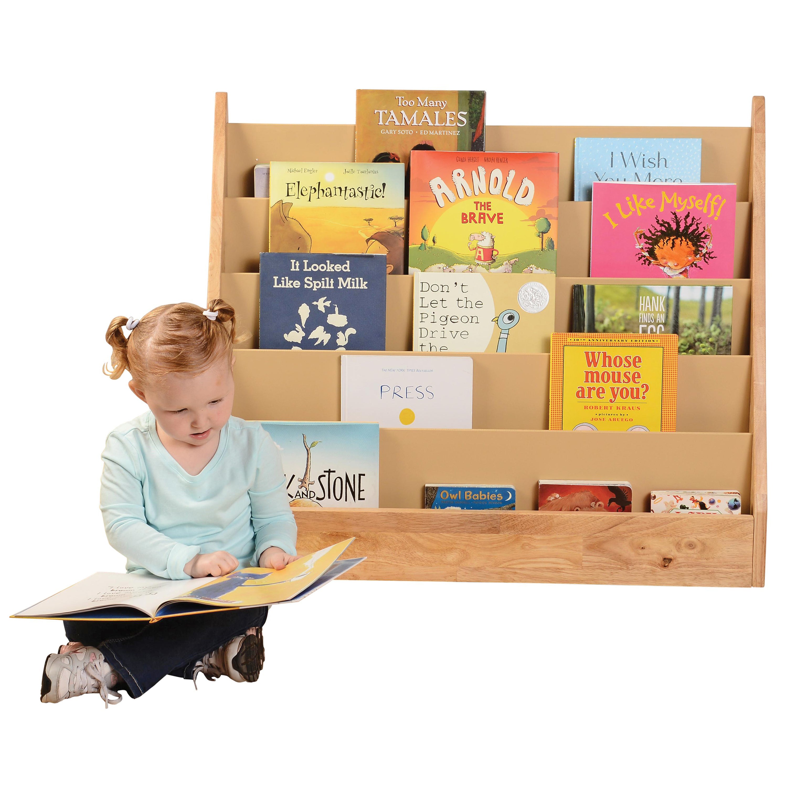5-Shelf Wooden Book Display | Child-Height Classroom Organizer