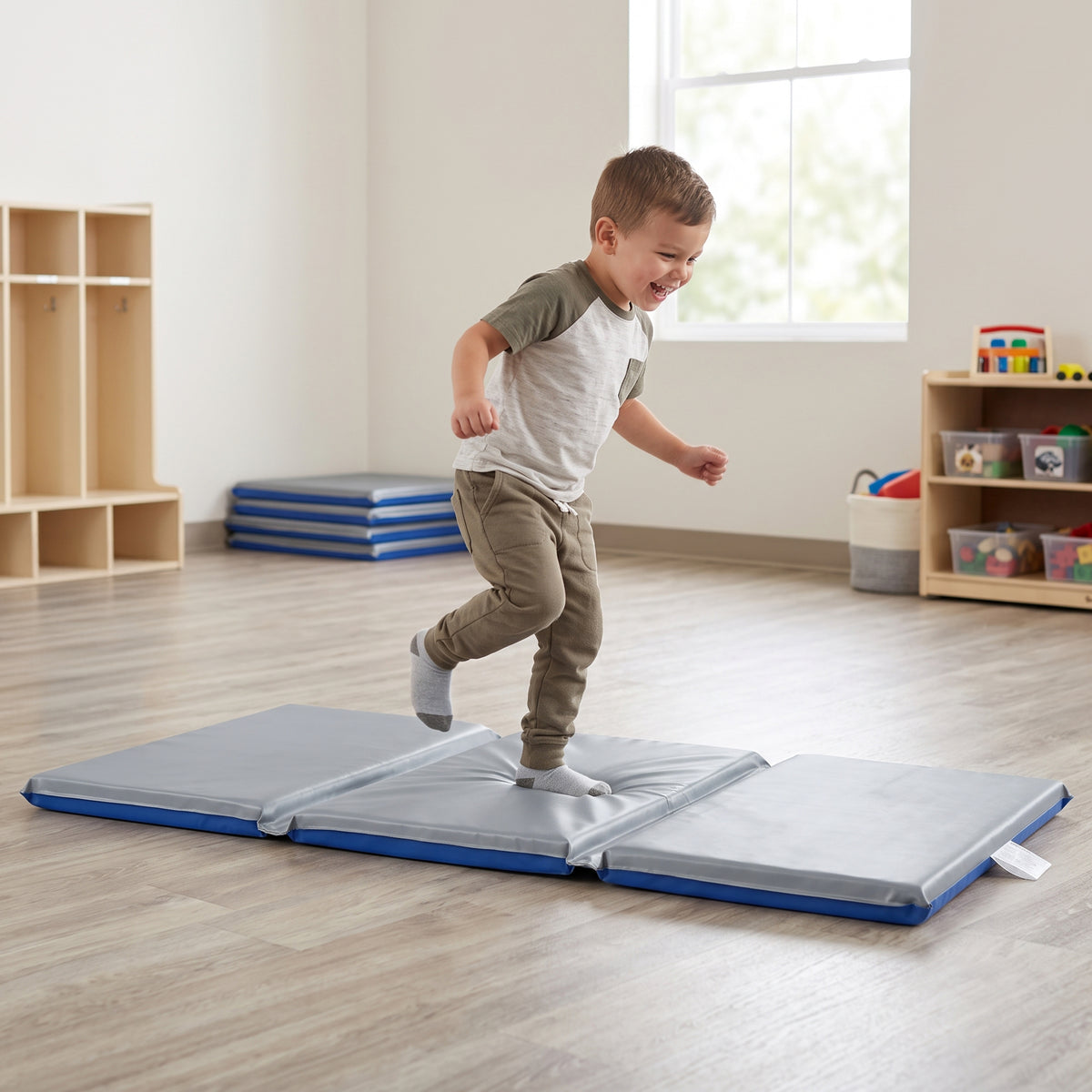 2" Two-Tone Deluxe Rest Mat | Folding Preschool Nap Mat with Thick Foam Cushioning