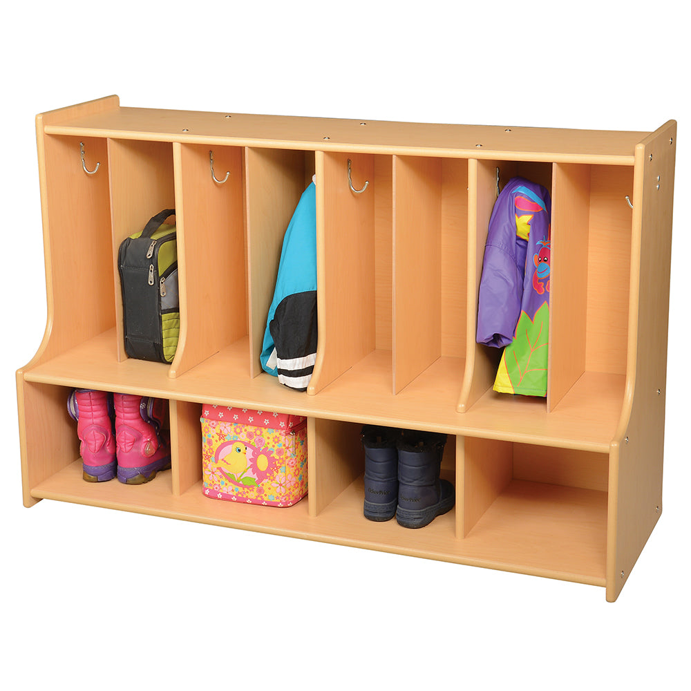 Toddler Locker Unit with Cubbies, Seat & Coat Hooks for Classroom use