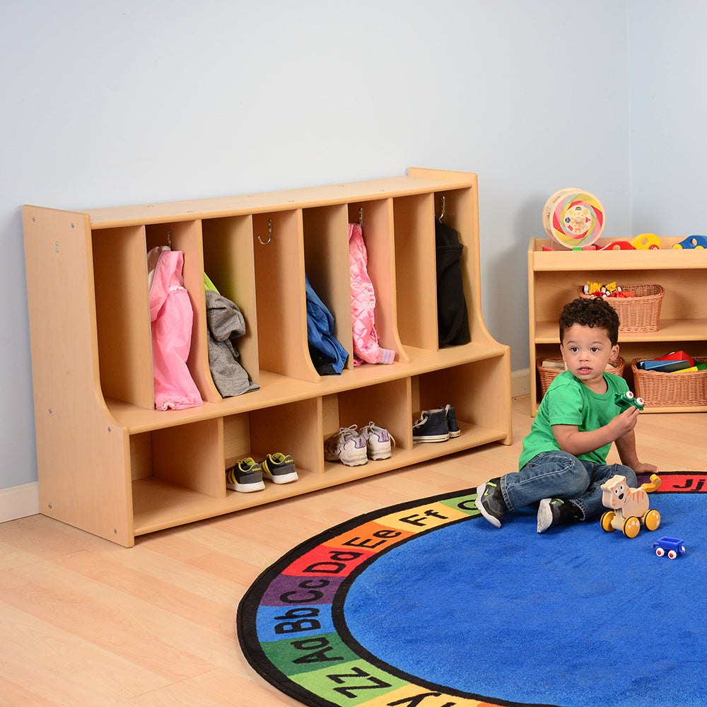 Toddler Locker Unit with Cubbies, Seat & Coat Hooks in the Classroom