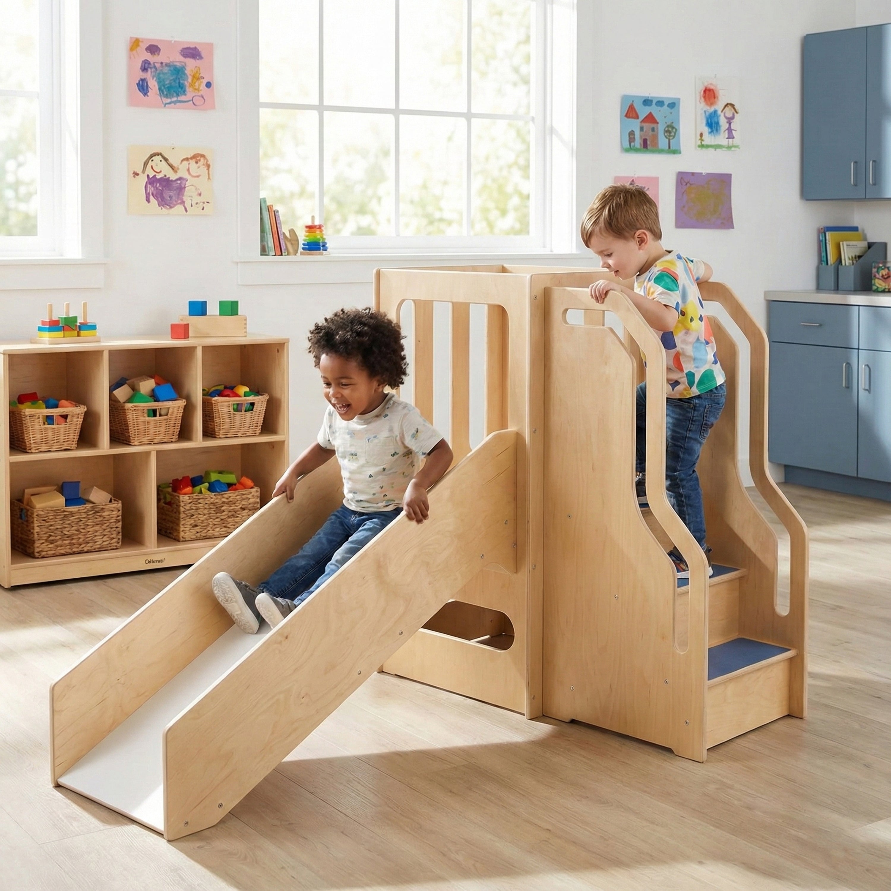 Space-Saver Toddler Wooden Activity Center