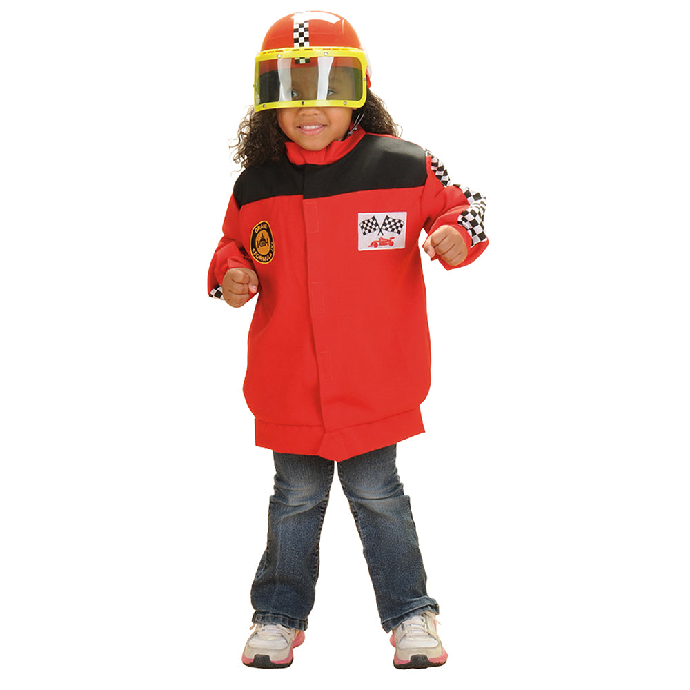 Race Car Driver Role Play Outfit for Kids | Ages 3-6 | Includes Coat & Helmet