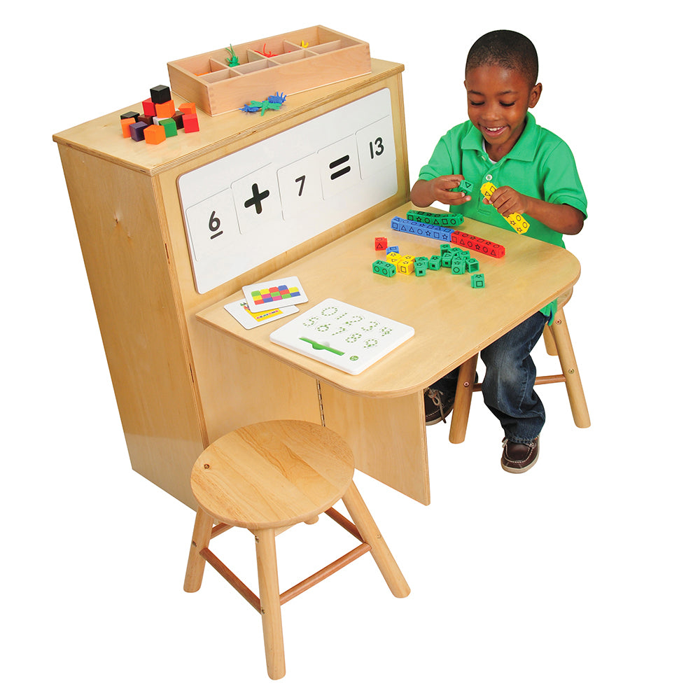 Learning Slot Stand Space-Saving Learning Center: Folding Table, Stools, and Magnetic Board