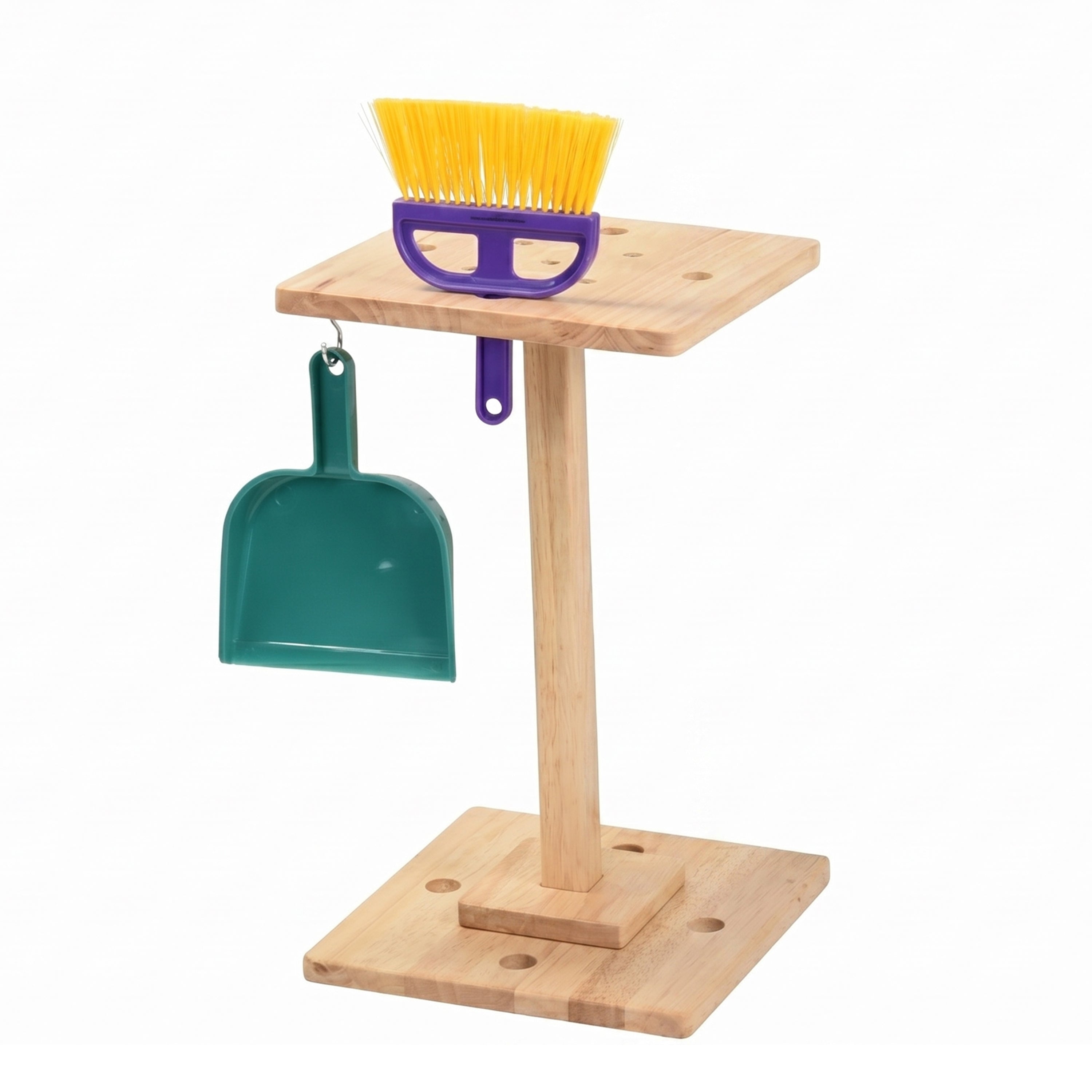 Cleaning Set with Small Broom, Dustpan & Stand on white background