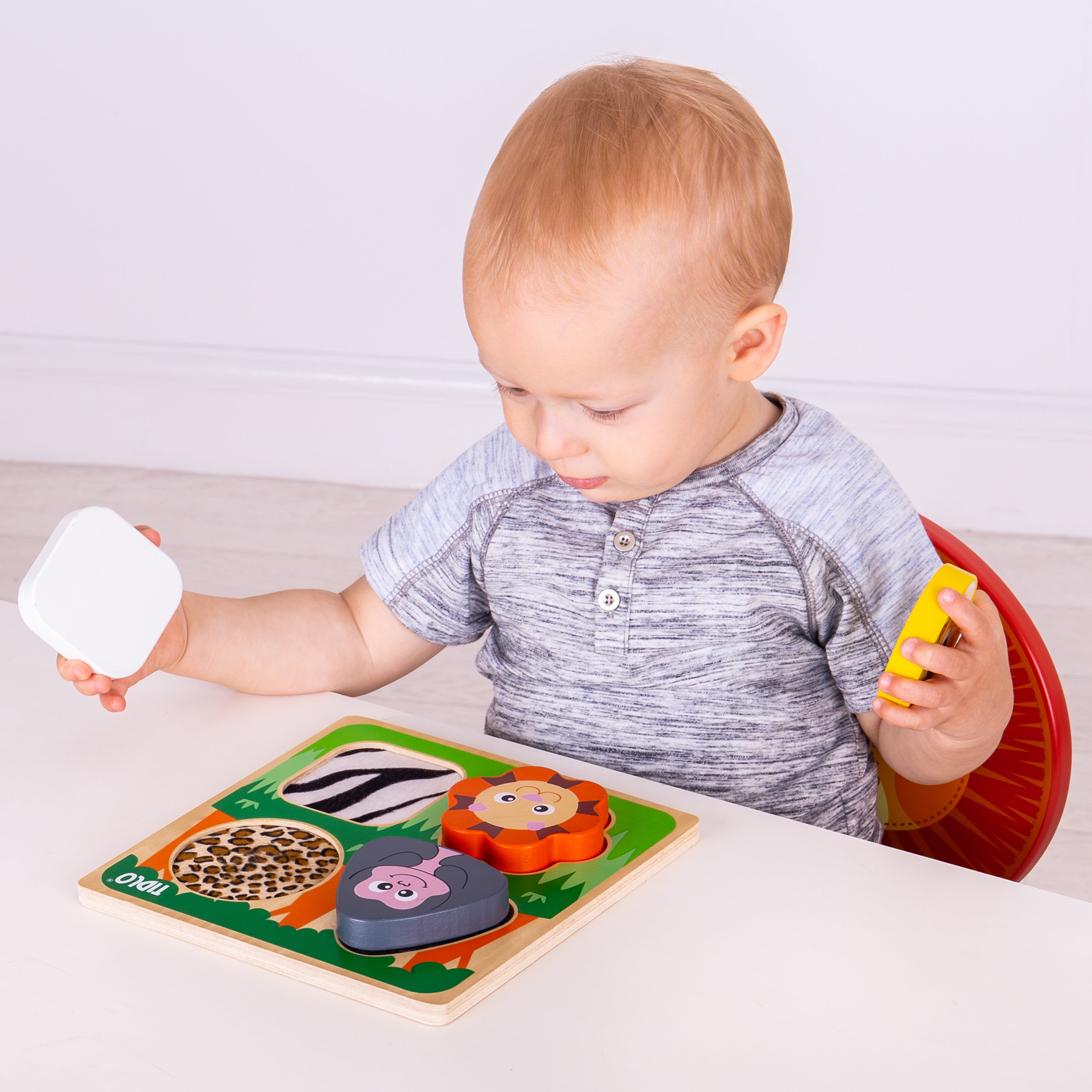 Touch and Feel Puzzle Set | Farm & Safari Sensory Puzzles Ages 12M+