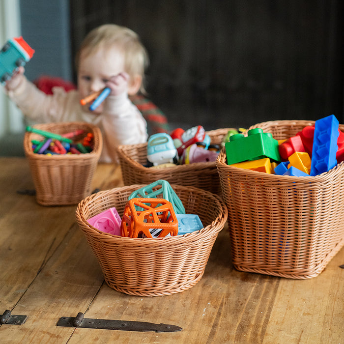 Plastic Woven Baskets Set