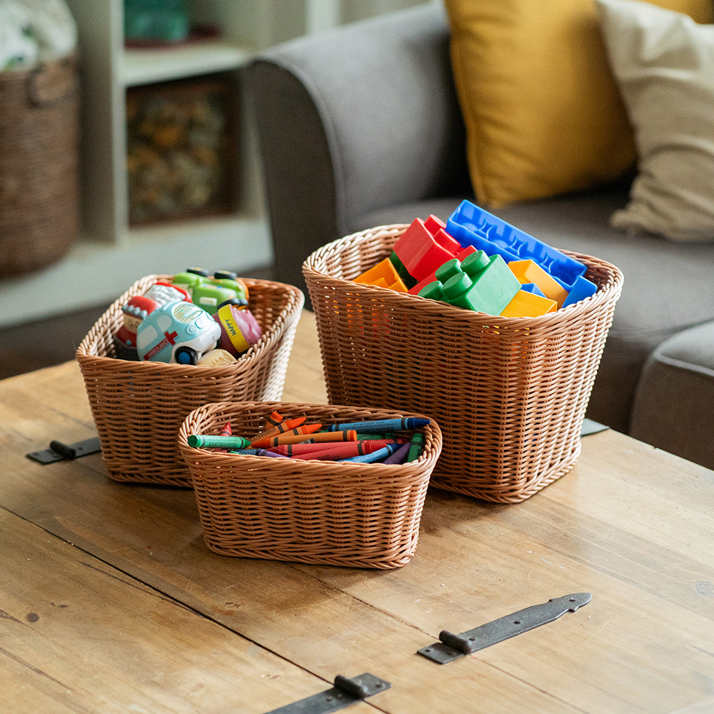 Plastic Woven Baskets Set