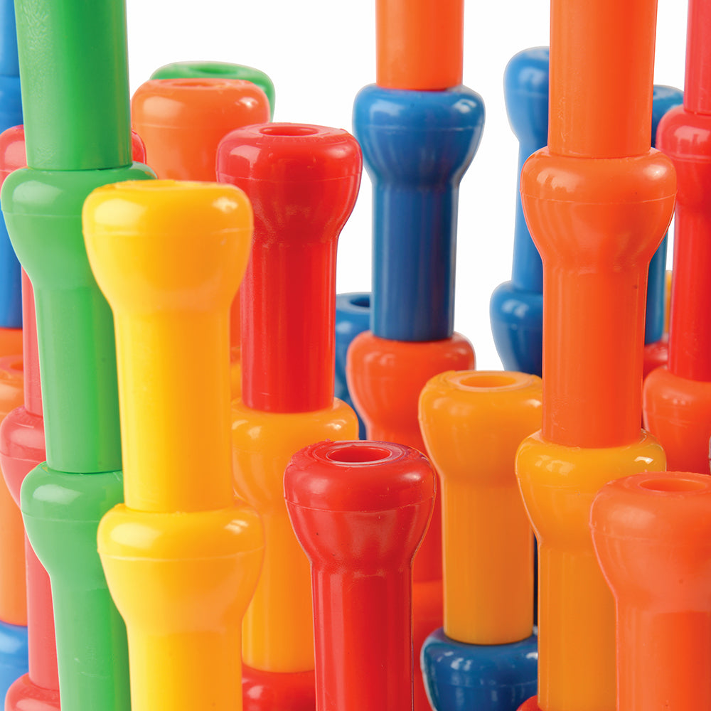 Close-up of Colorful Stacking Pegs