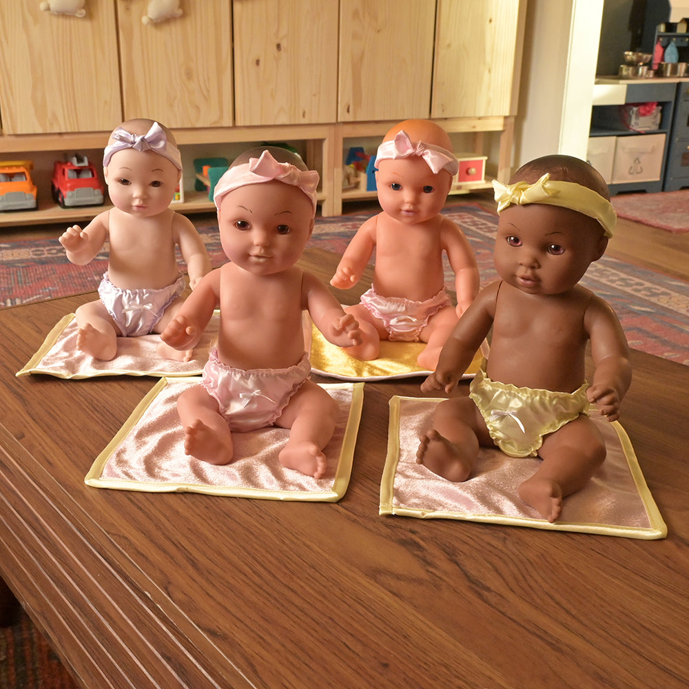 Multi-Ethnic Tender-Touch Baby Dolls - Set of 4 Dolls with Blankies