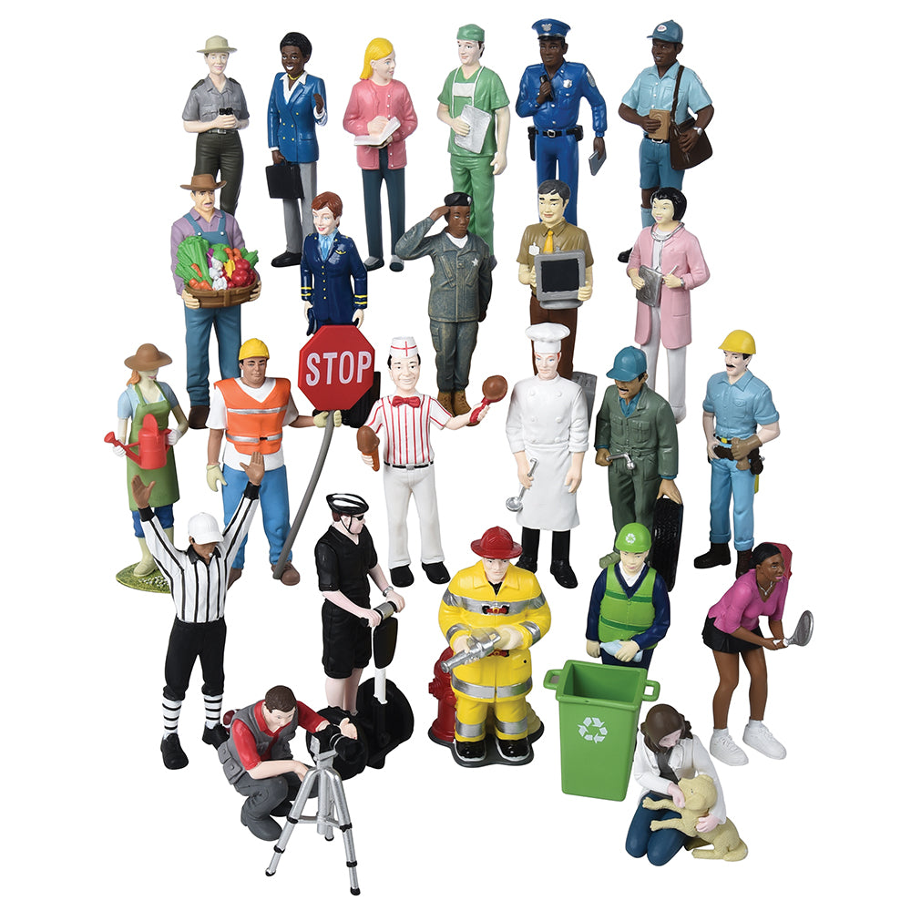 Multicultural Community Helpers Playset | 24 Career Figures for Block Play