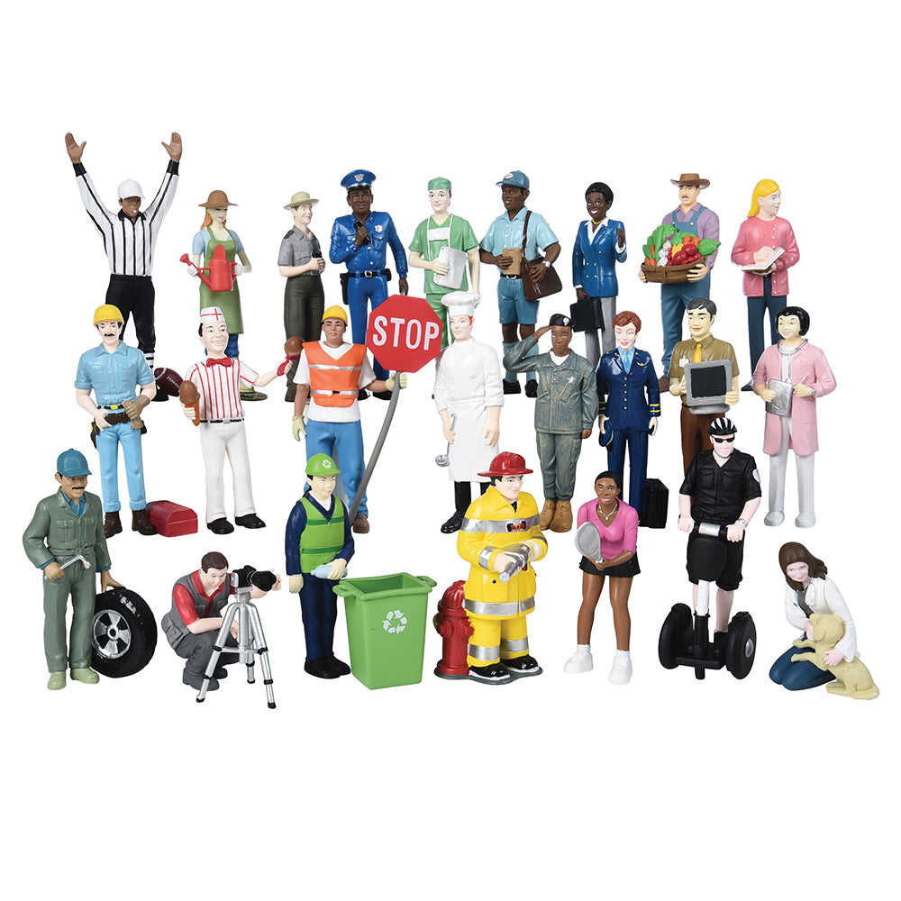 Pretend Professionals Super Set | 24 Multicultural Career Figures for Block Play