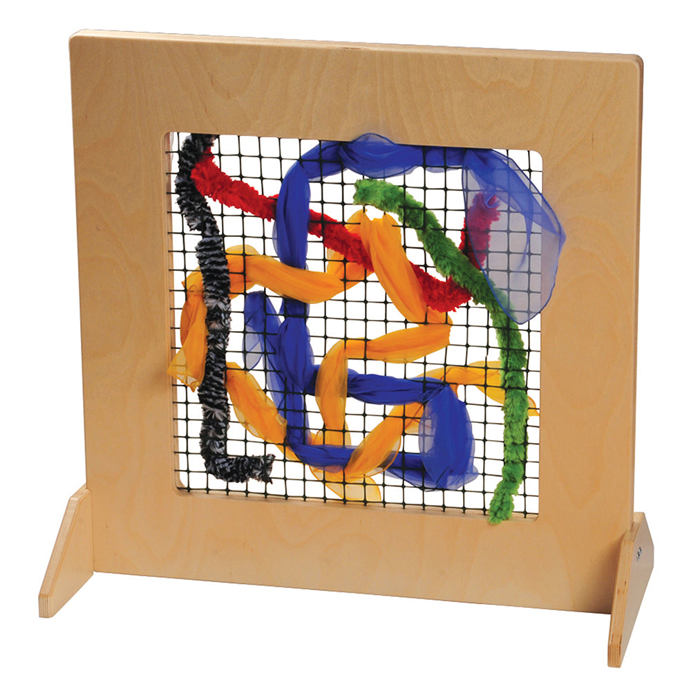 Collaborative Classroom Weaving Frame with Scarves Threaded Throughout