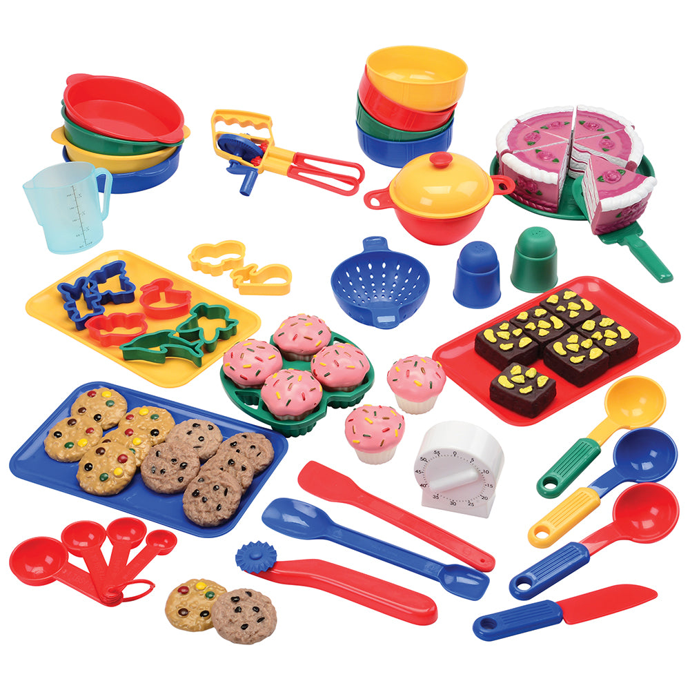 Pretend Bake 'N Play 69-Piece Food Set for Kids | Realistic Soft Vinyl Treats &