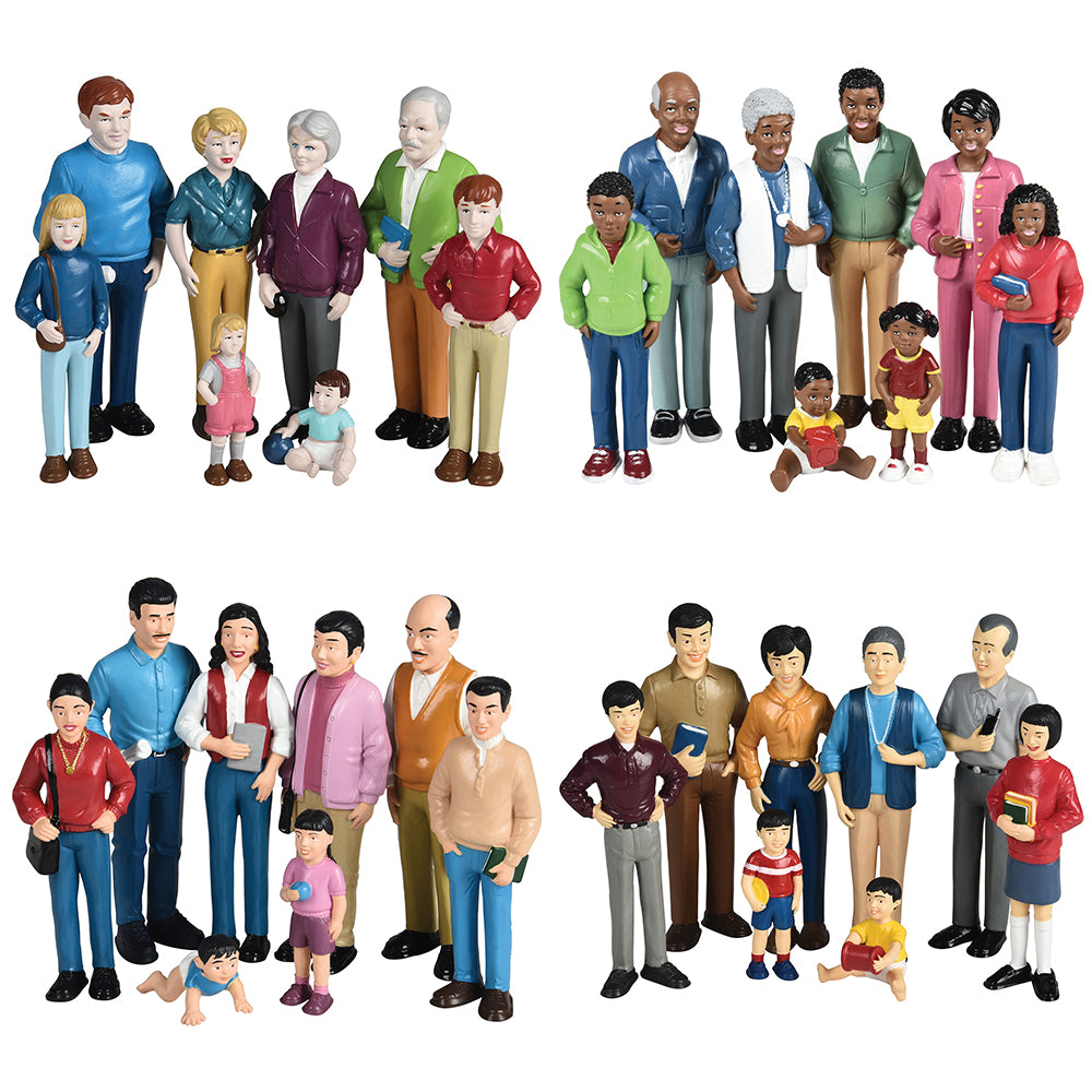 Pretend Play Family Figurines | 32 Piece Culturally Diverse Classroom Set CPX-720