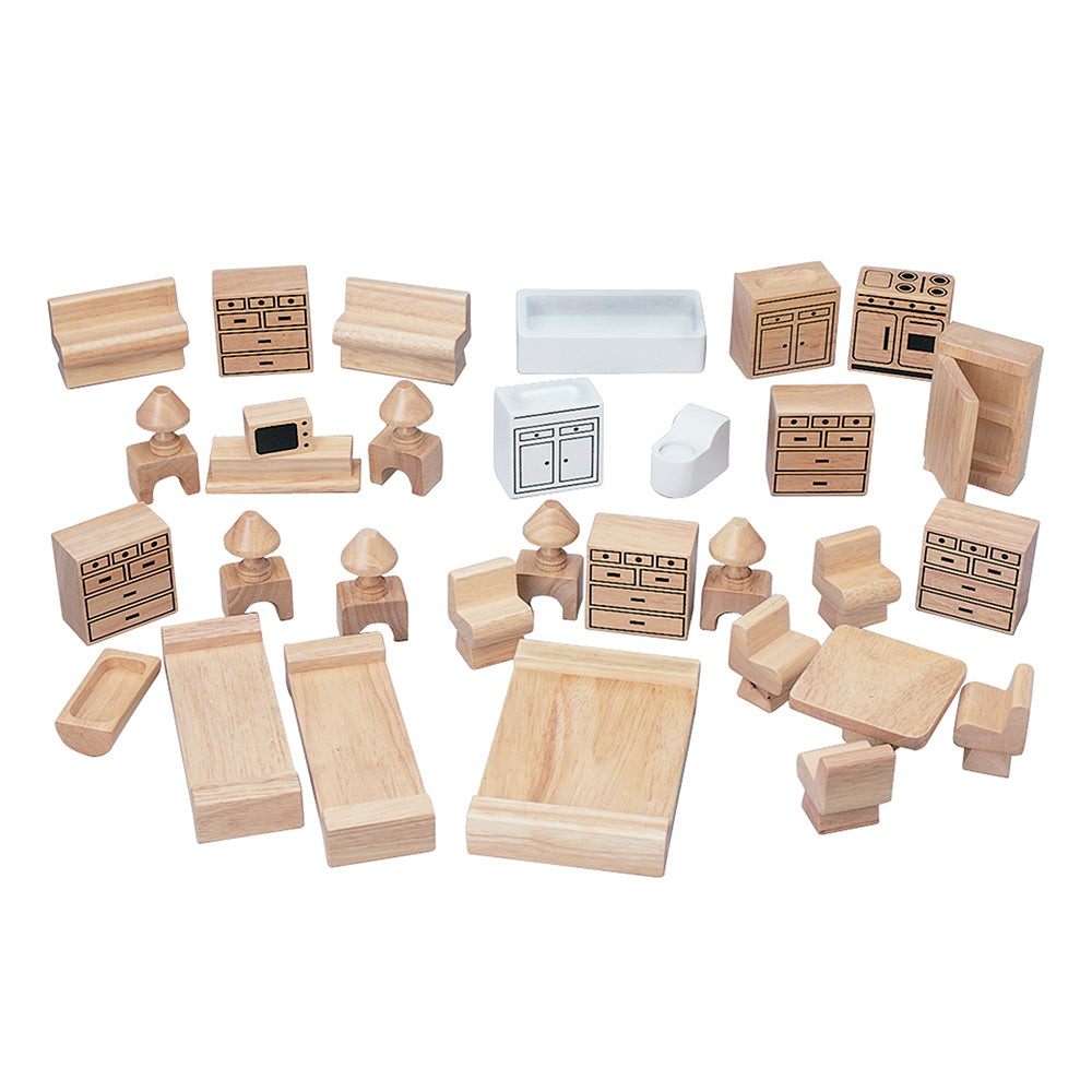 Hardwood Doll House Furniture | 37 Piece Set