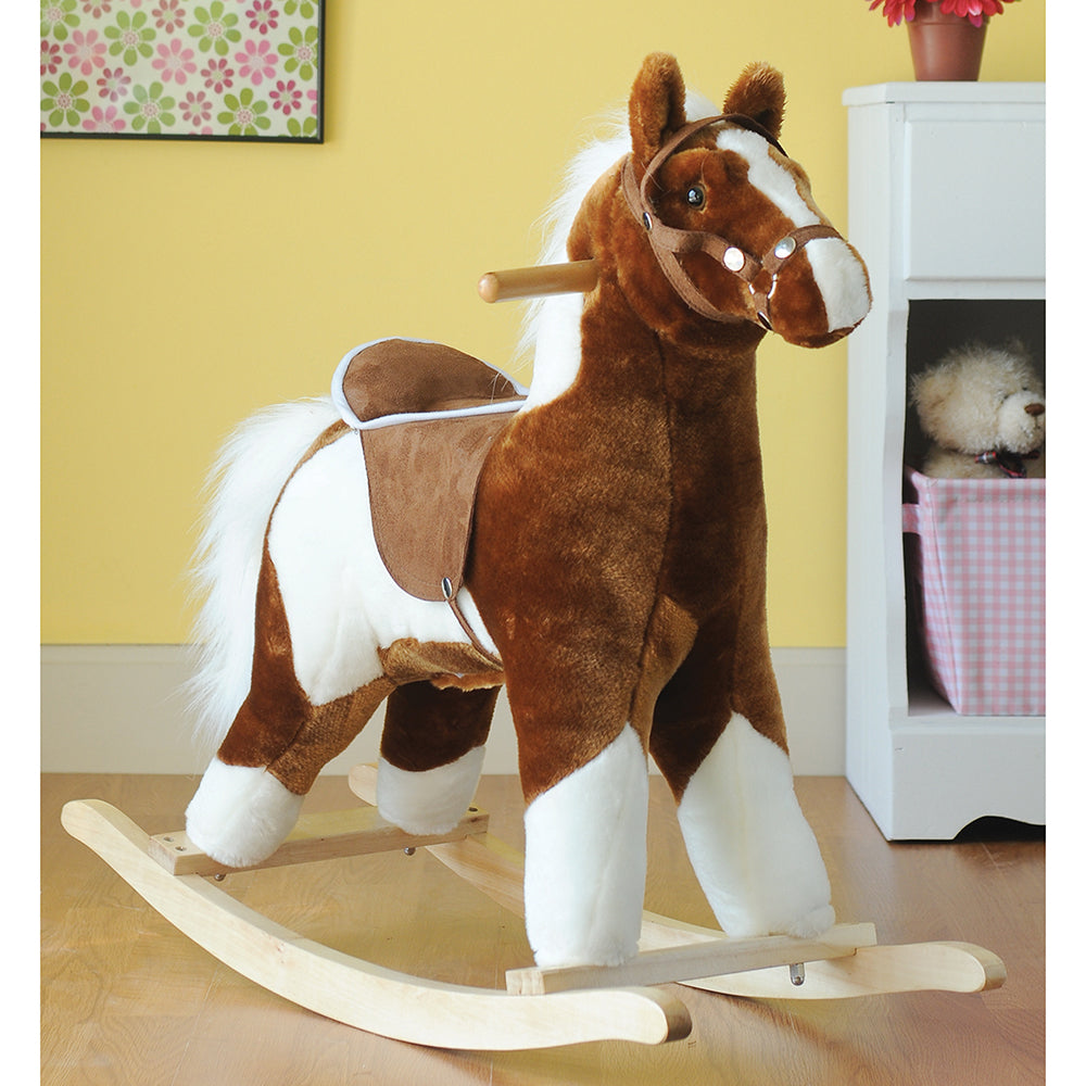 Interactive Plush Pinto Rocking Horse with Sound