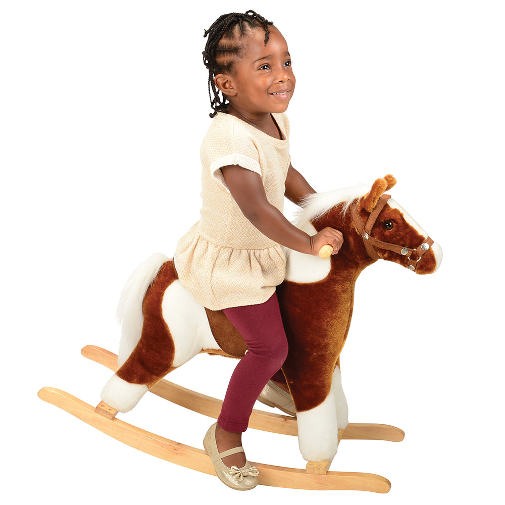 Toddler Riding Plush Pinto Rocking Horse