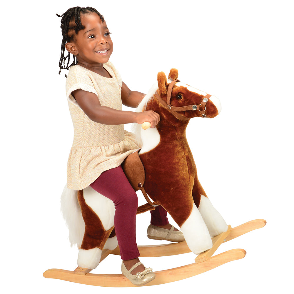 Toddler Riding Plush Pinto Rocking Horse