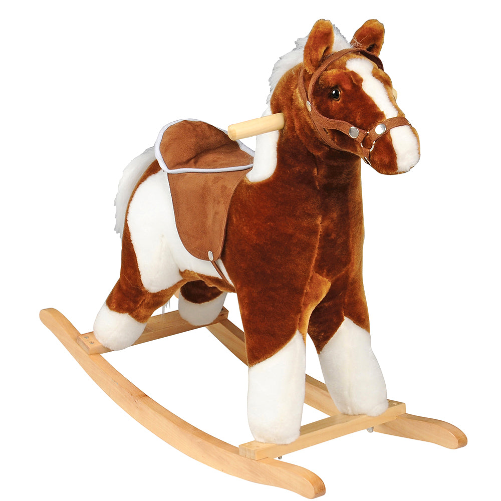 Interactive Plush Pinto Rocking Horse with Sound