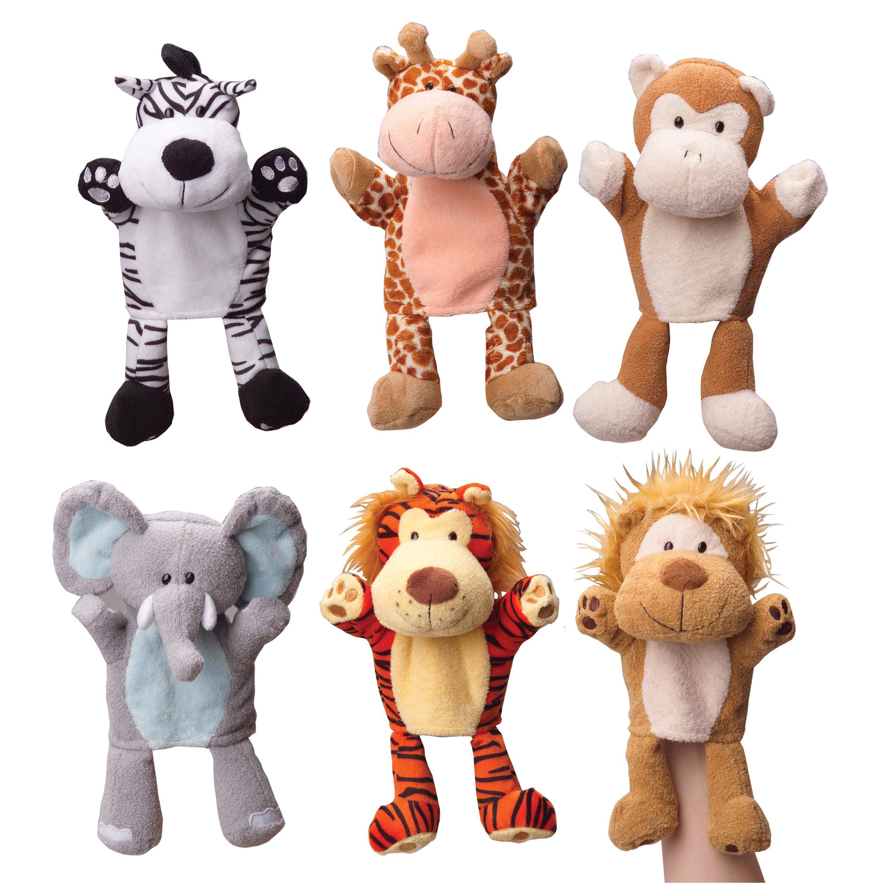 Jungle Animal Hand Puppets | 6 Piece Set