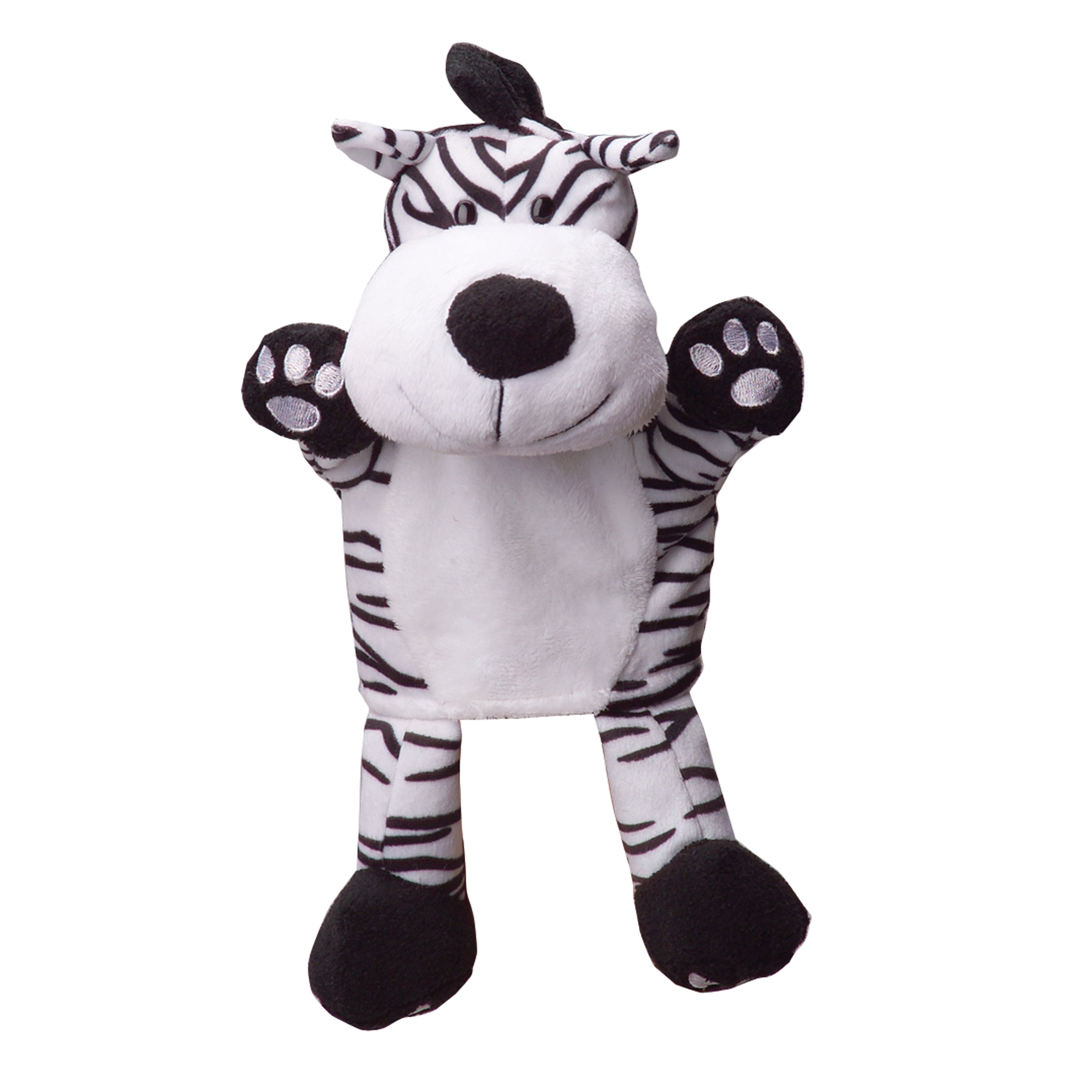 Plush zebra toy on a white background
