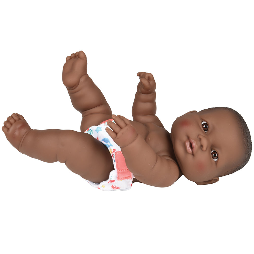 Huggable 14" African American Baby Doll with Removable Diaper