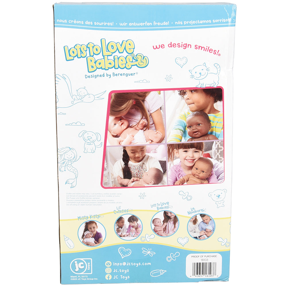 Back View of Huggable 14" Hispanic Baby Doll Packaging