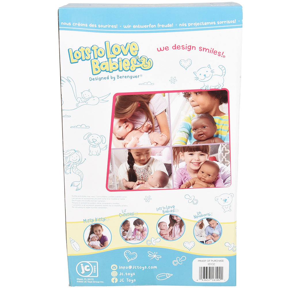 Back View of Huggable 14" Asian Baby Doll Packaging