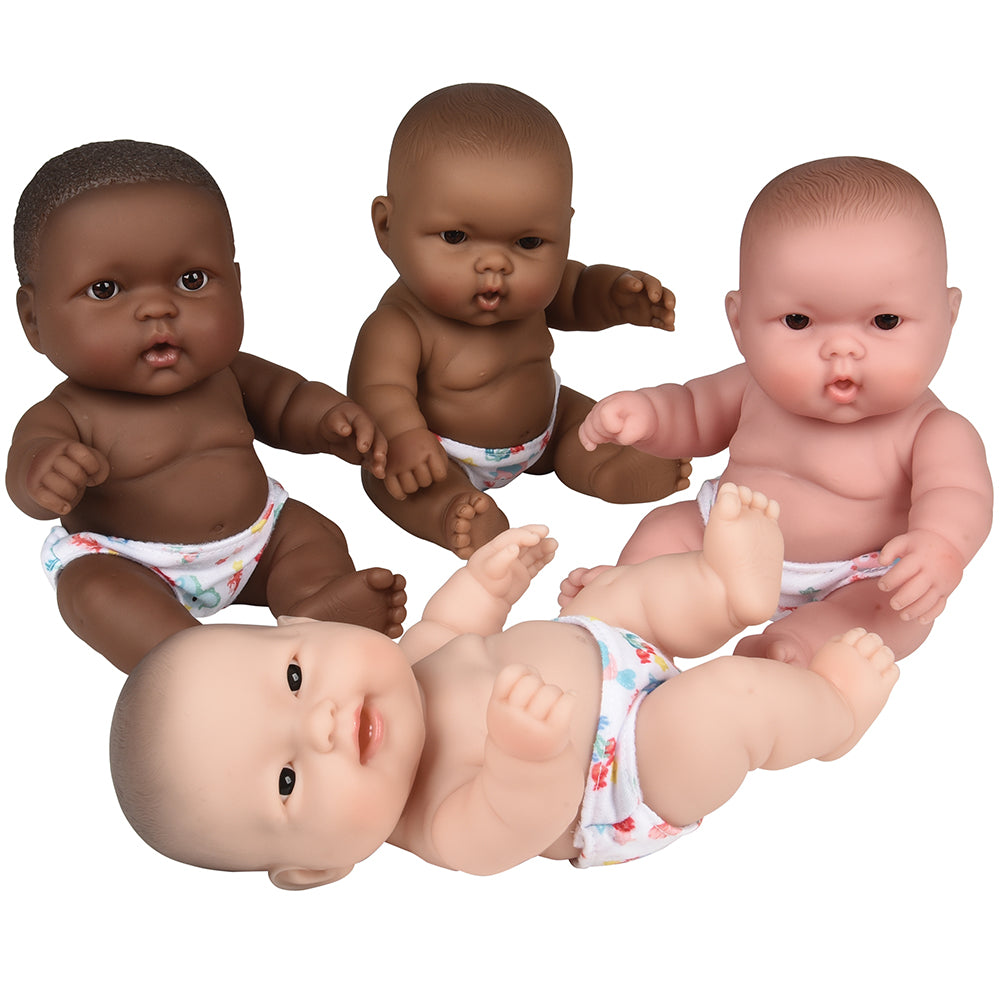 10" Huggable Multicultural Baby Dolls | Set of 4 with Realistic Details & Removable Diapers