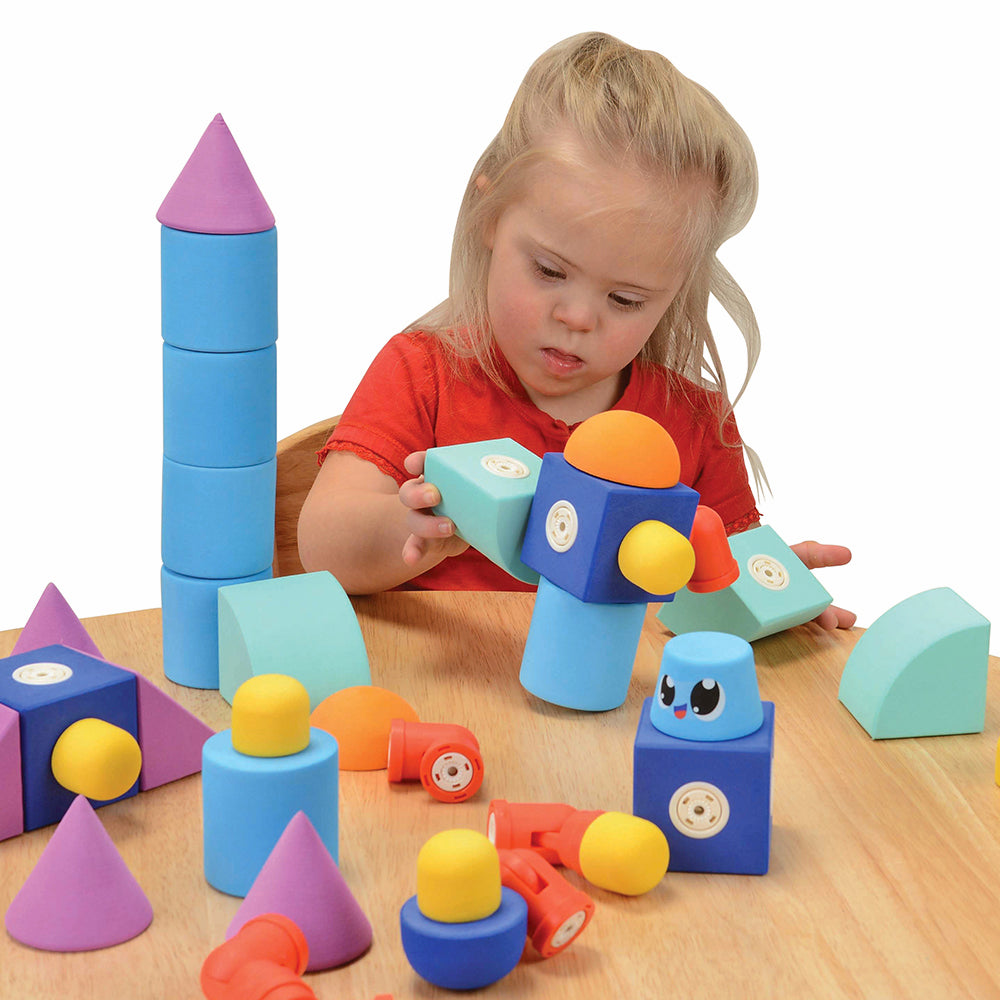 Child Engaging with Blockaroo Magnetic STEM Building Blocks