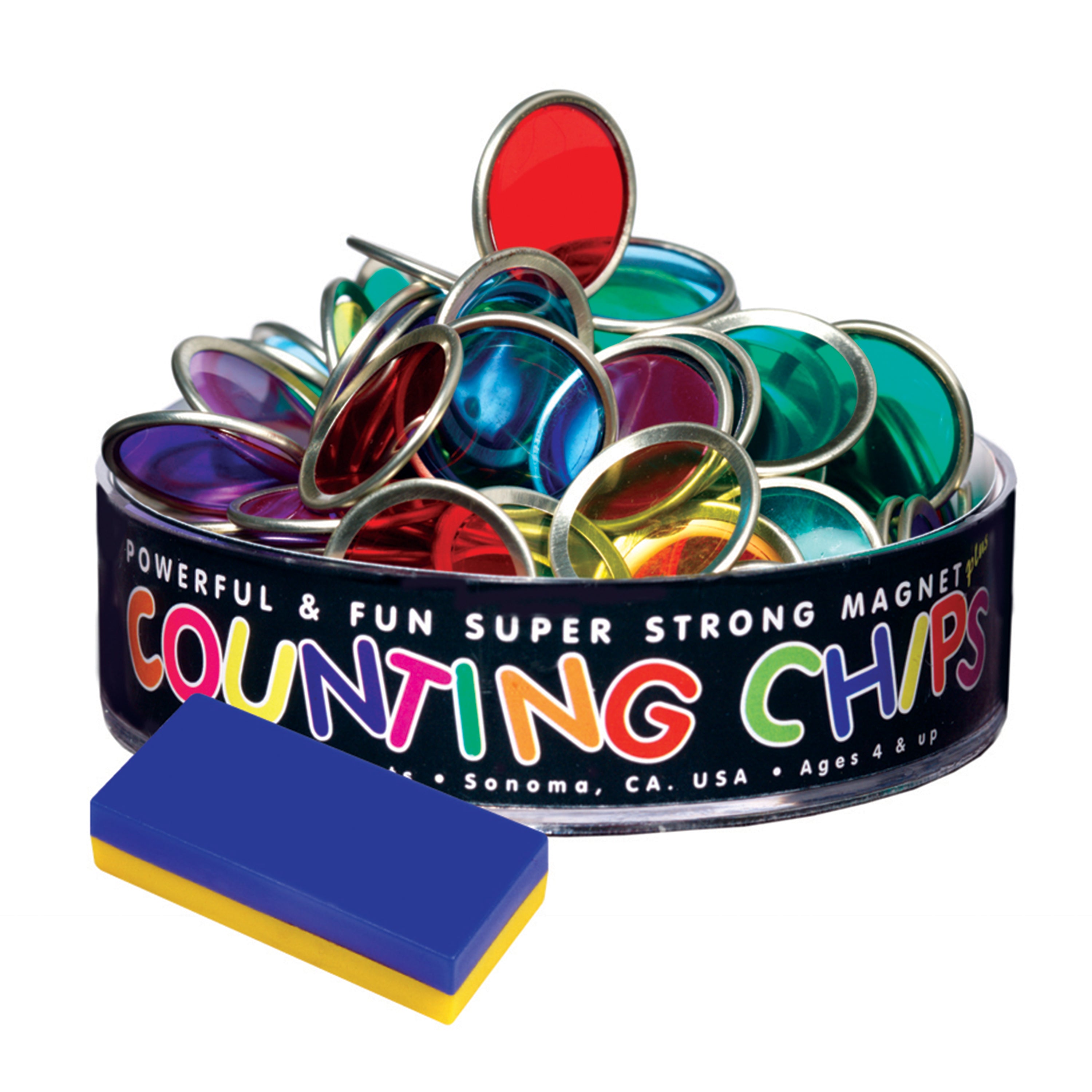 Magnetic Counting Chips & Block Magnet Set | 75-Piece STEM Learning Kit