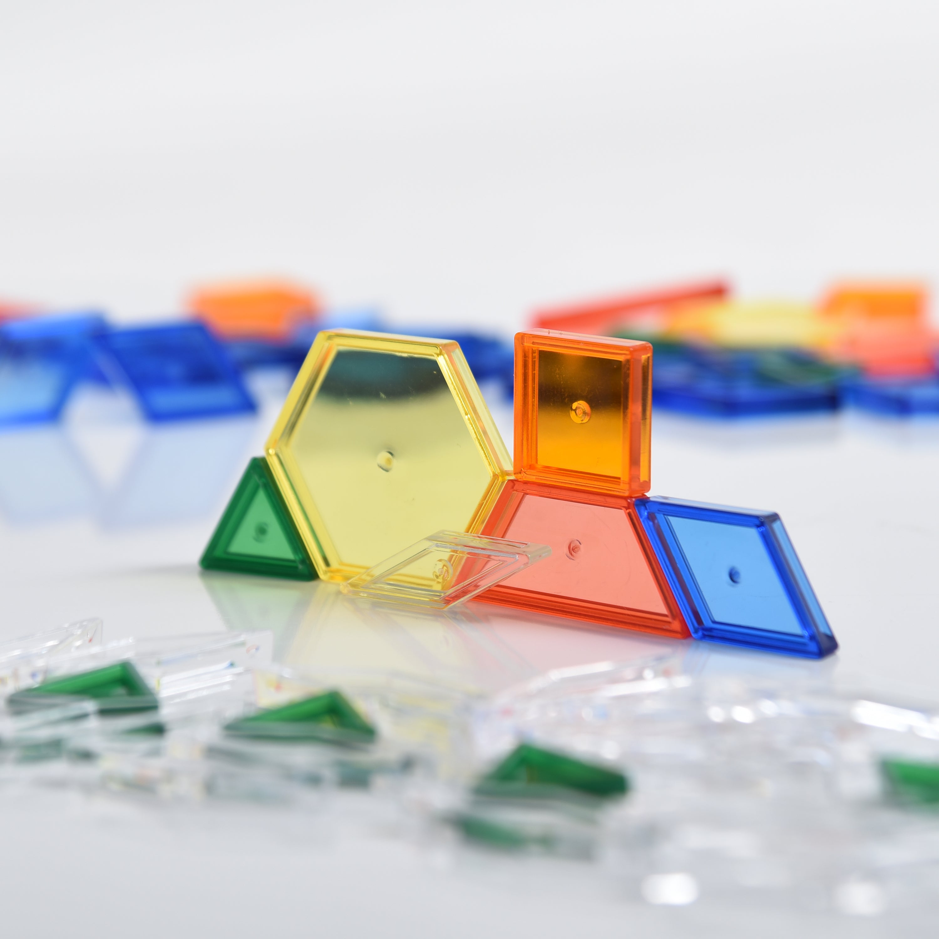 Close-up of light table pattern blocks