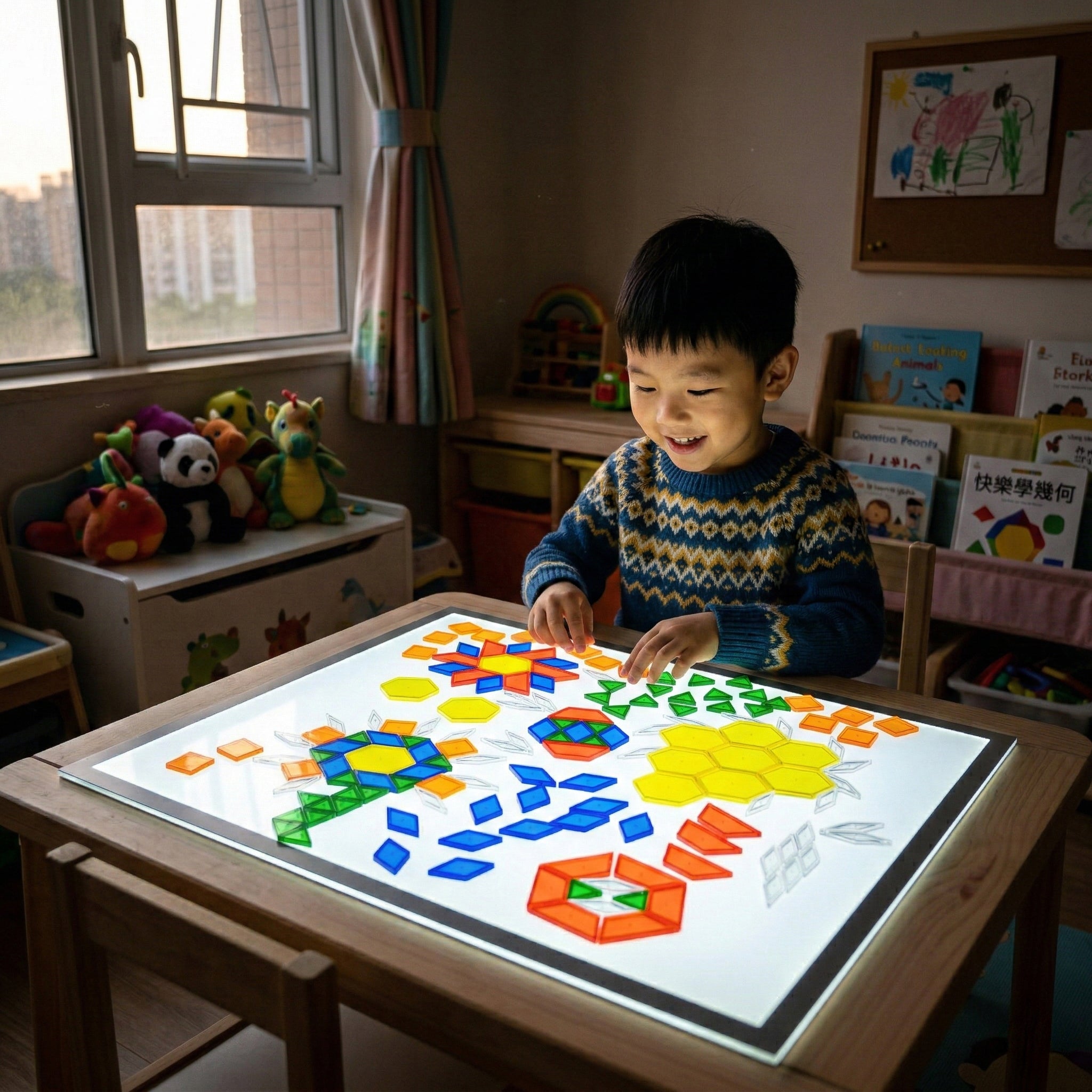 Translucent Light Table Pattern Blocks | 147-Piece Creative STEM Learning Set