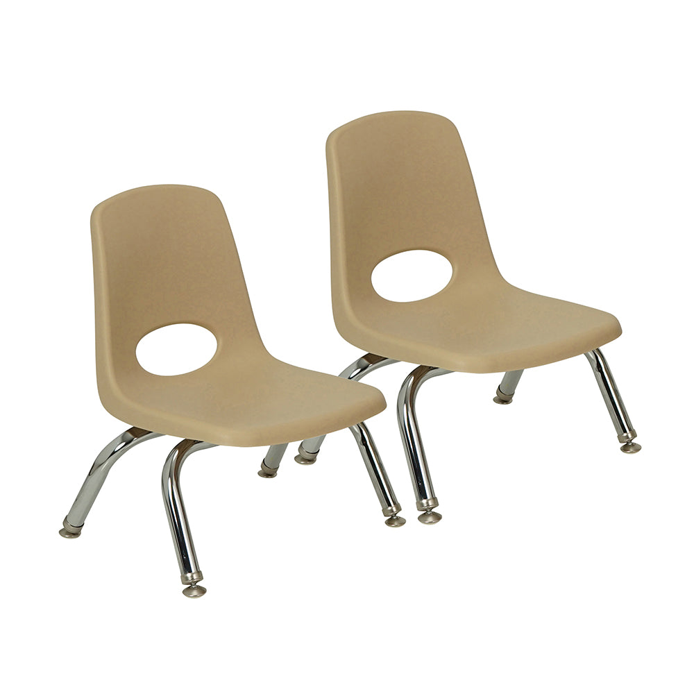 Set of 2 Toddler-Sized 8" Sand-Colored Stack Chairs | Durable & Easy-Clean Class FDP-408